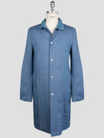 Kiton Blue Linen Overcoat