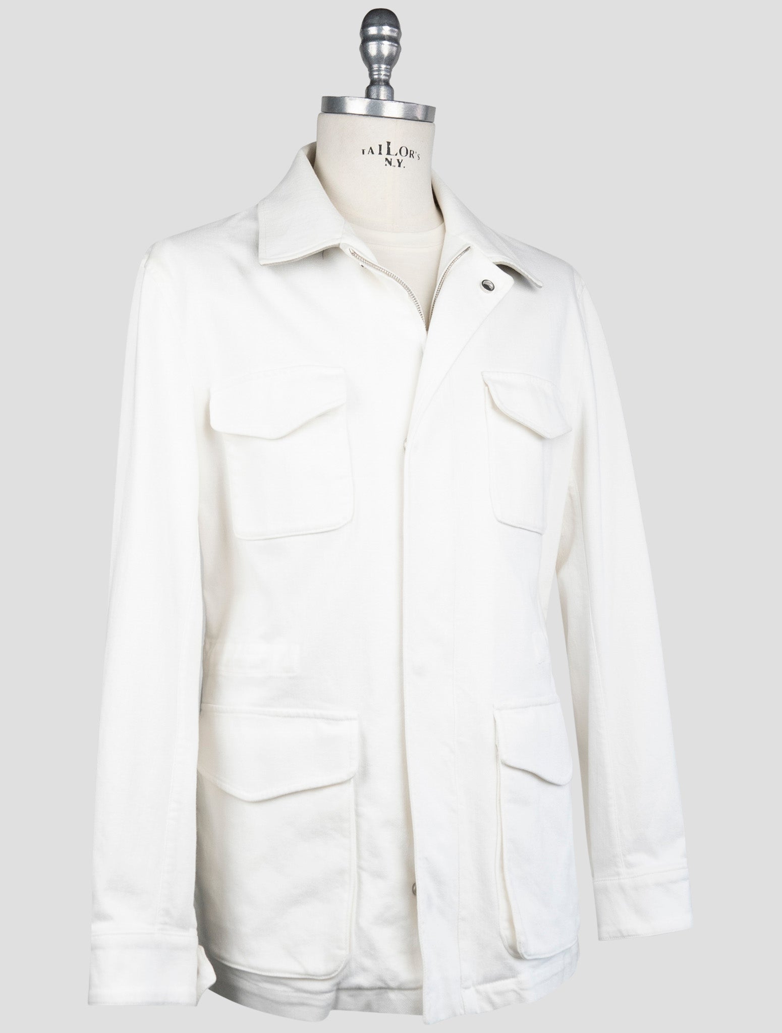 Kiton White Cotton Ea Coat