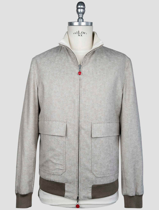 Kiton Blue Wool Cashmere Silk Pl Ea Reverse Coat
