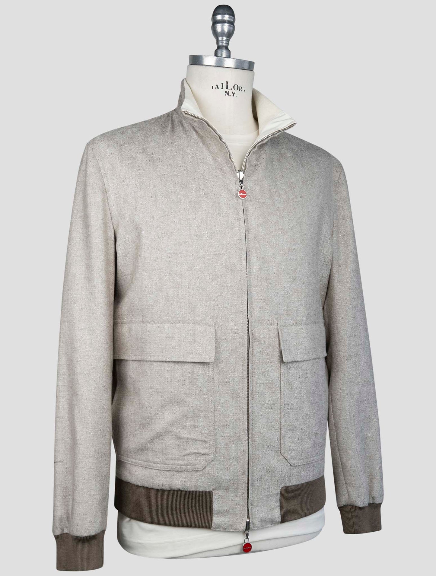 Kiton Blue Wool Cashmere Silk Pl Ea Reverse Coat