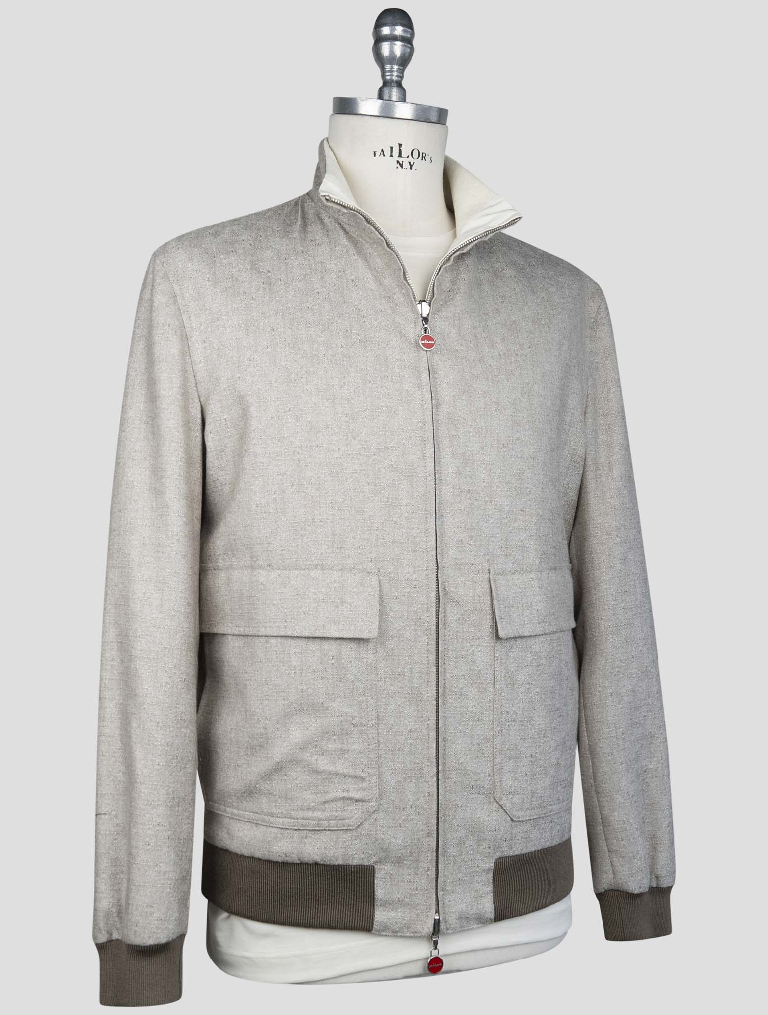 Kiton Blue Wool Cashmere Silk Pl Ea Reverse Coat