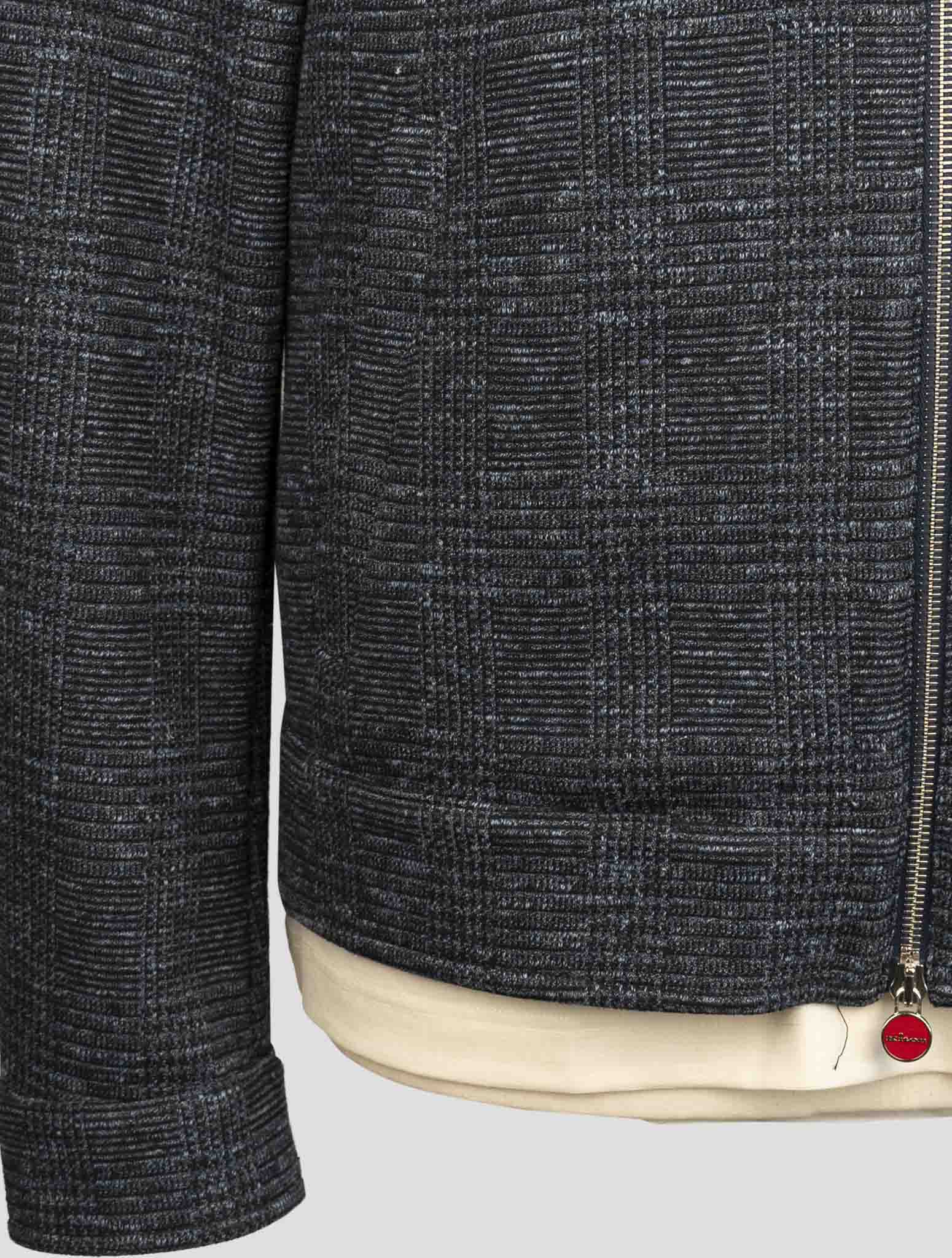 Kiton Blue Cotton Virgin Wool Pl Linen Coat