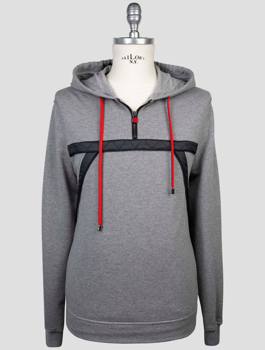 Kiton Gray Cotton Cashmere Sweater Hoodie