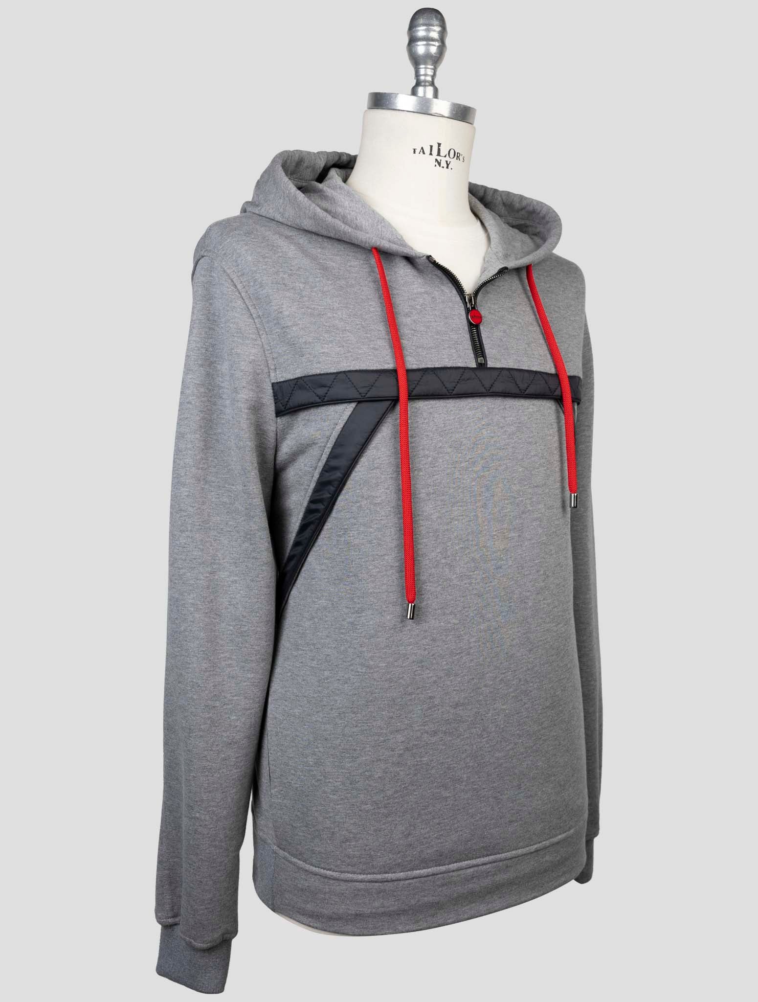 Kiton Gray Cotton Cashmere Sweater Hoodie