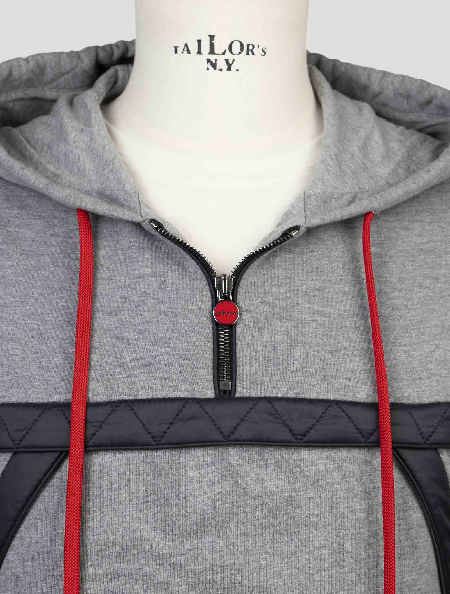 Kiton Gray Cotton Cashmere Sweater Hoodie