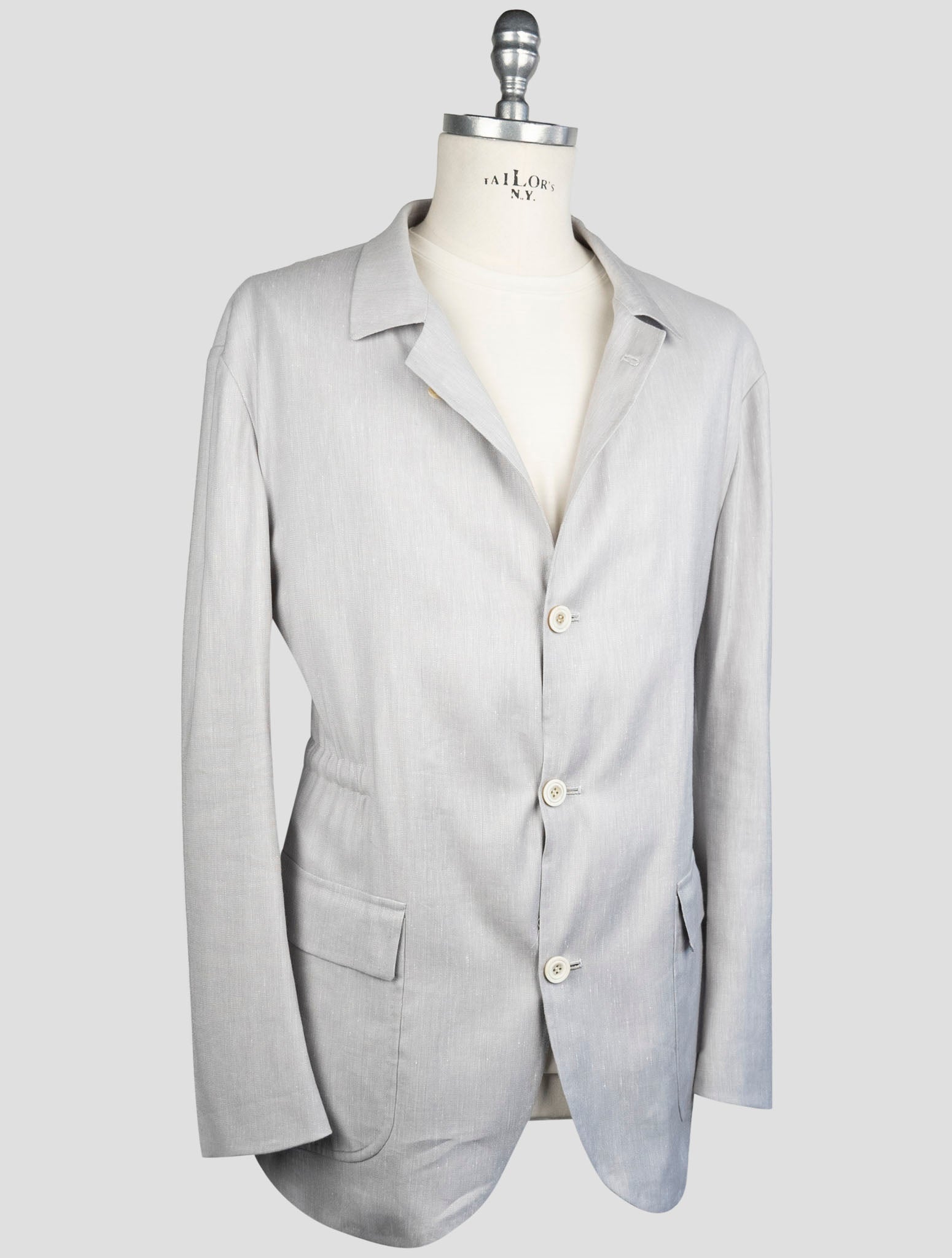 Kiton Gray Linen Cashere Silk Pa Ea Blazer