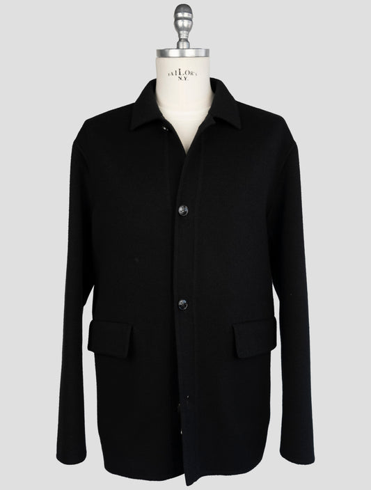 Kiton Black Wool Cashmere Coat