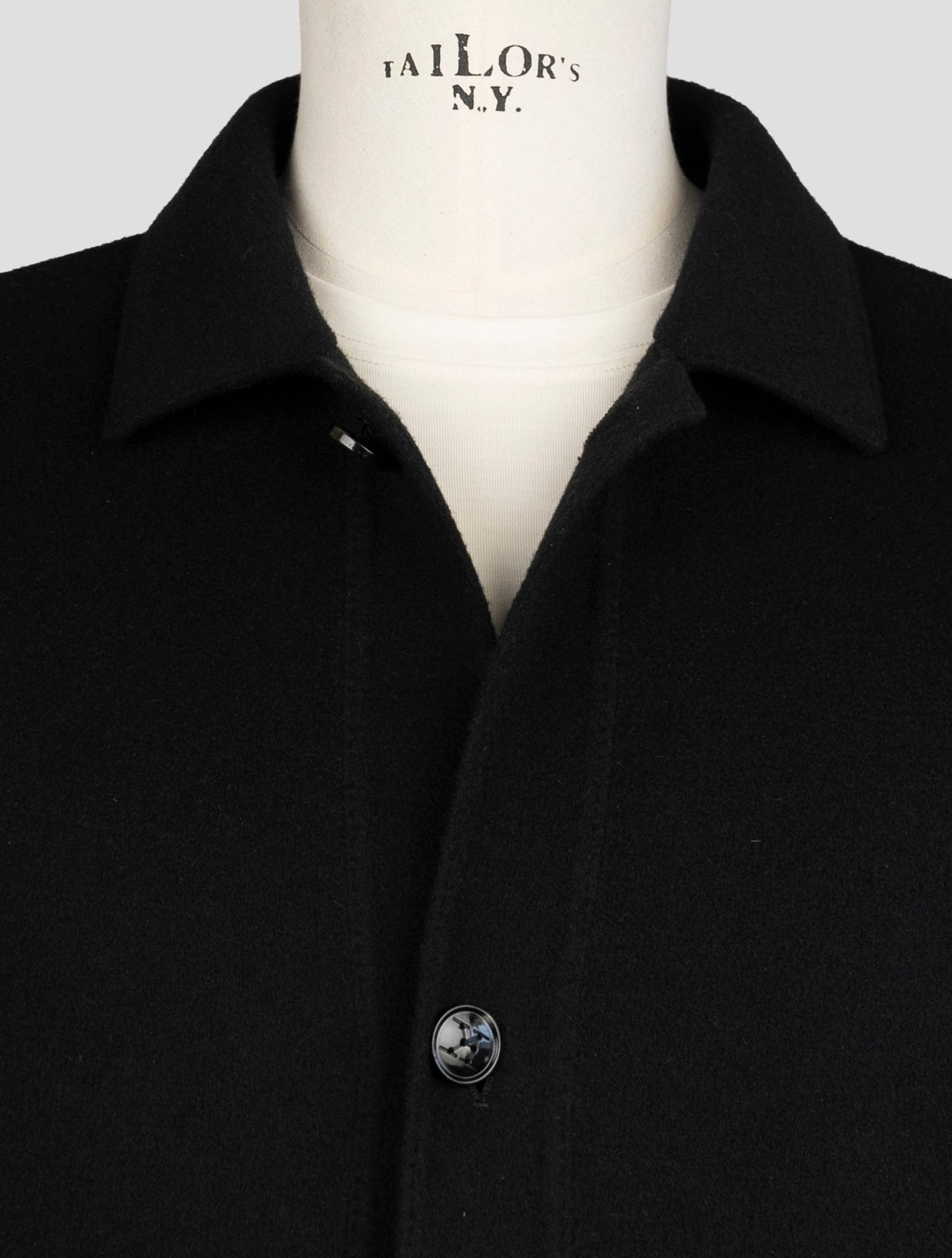 Kiton Black Wool Cashmere Coat