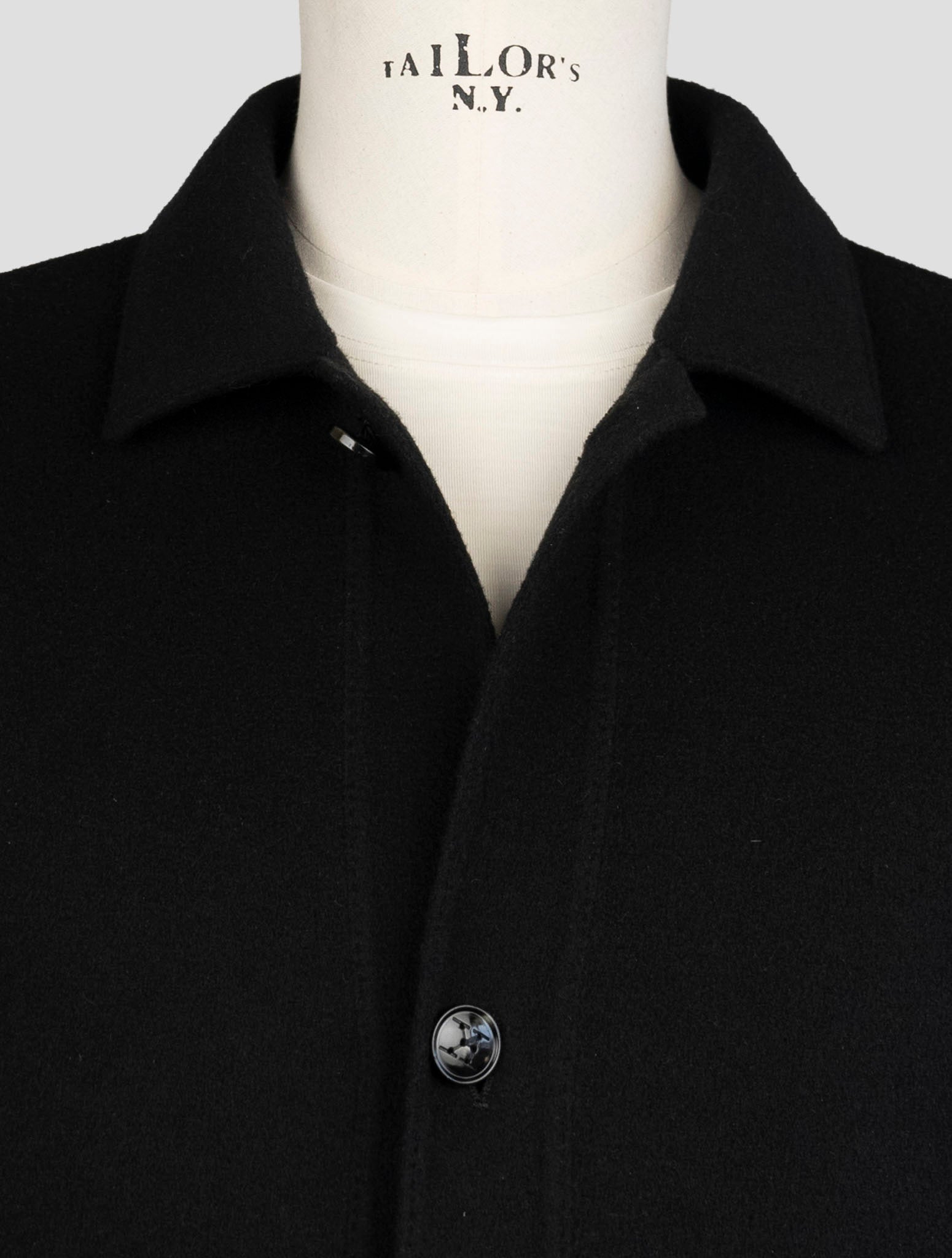 Kiton Black Wool Cashmere Coat