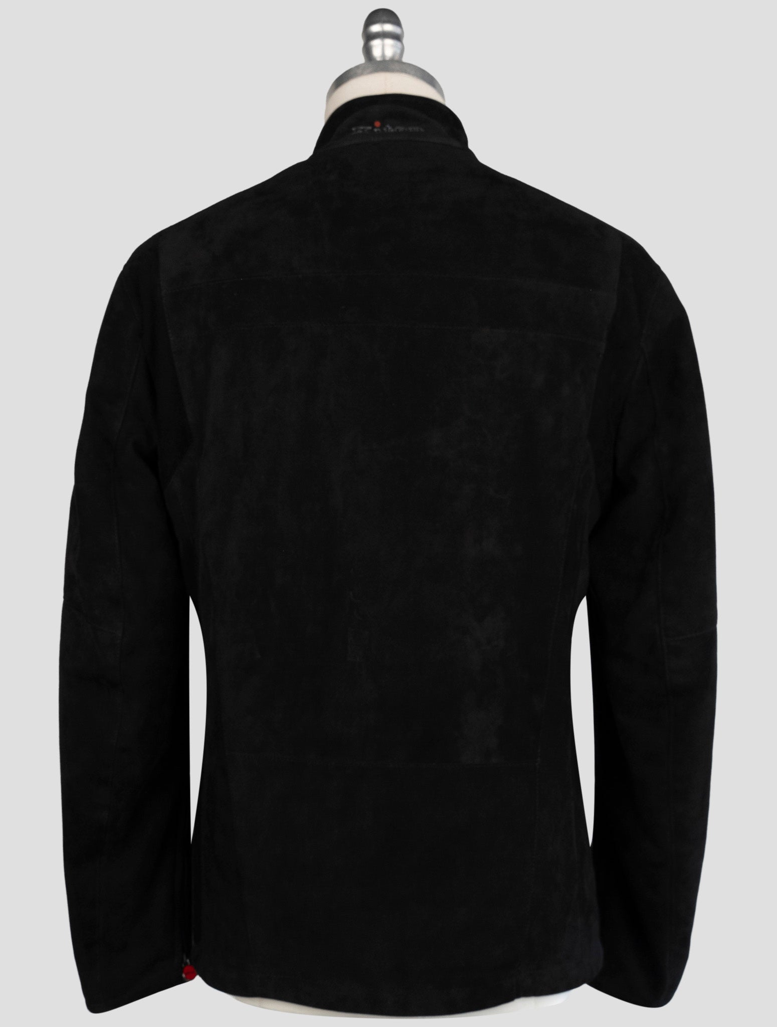 Kiton Black Leather Suede Coat