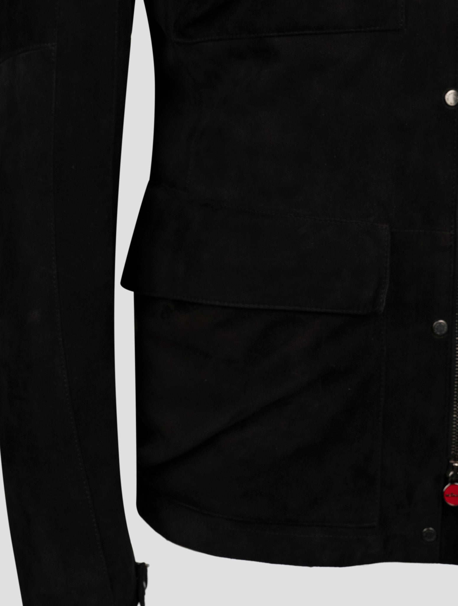 Kiton Black Leather Suede Coat