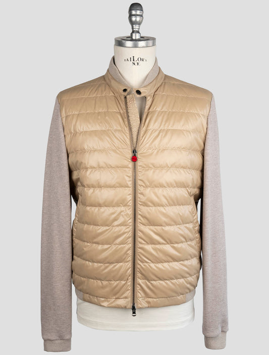 Kiton Gray Beige Cotton Cashmere Pl Coat