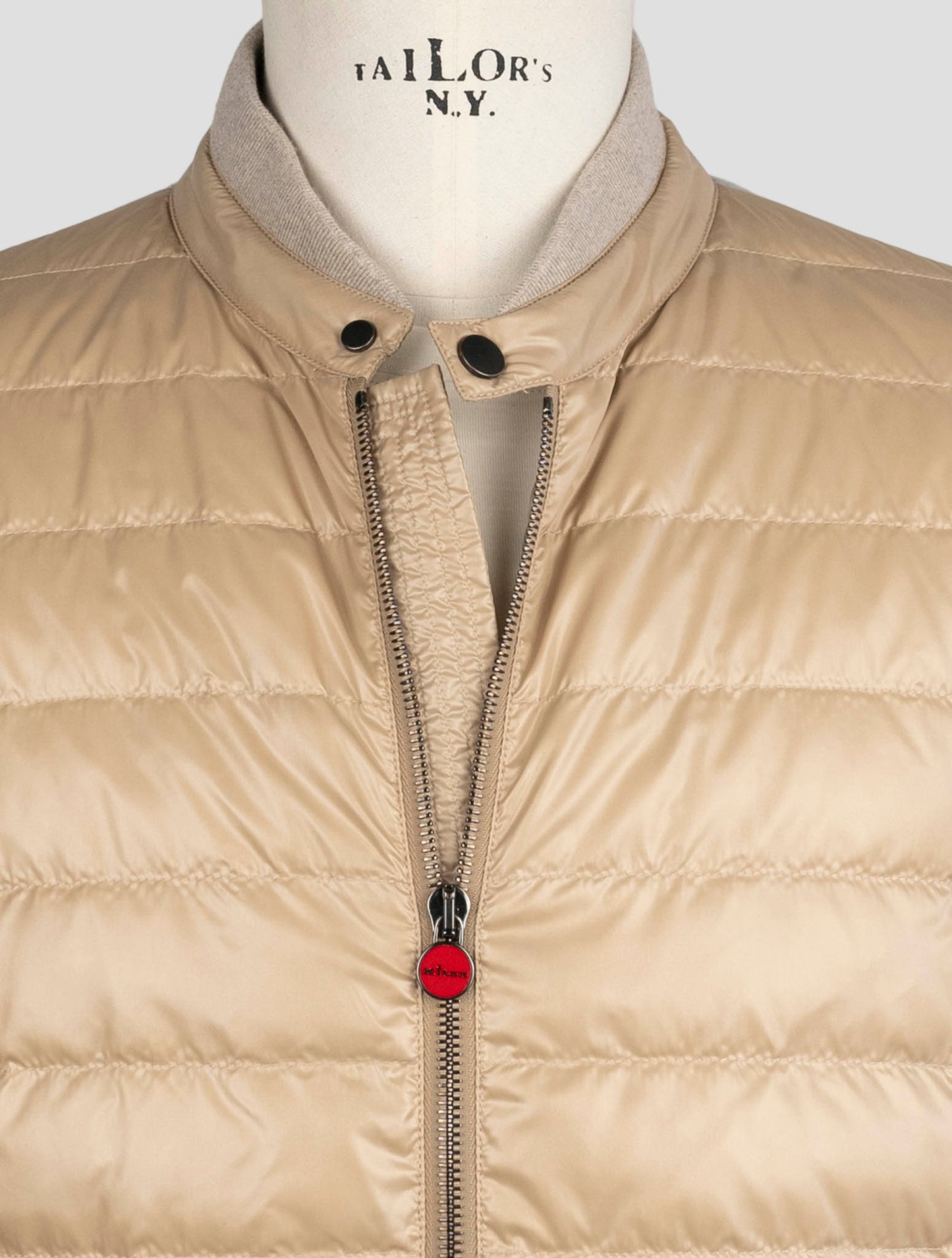 Kiton Gray Beige Cotton Cashmere Pl Coat
