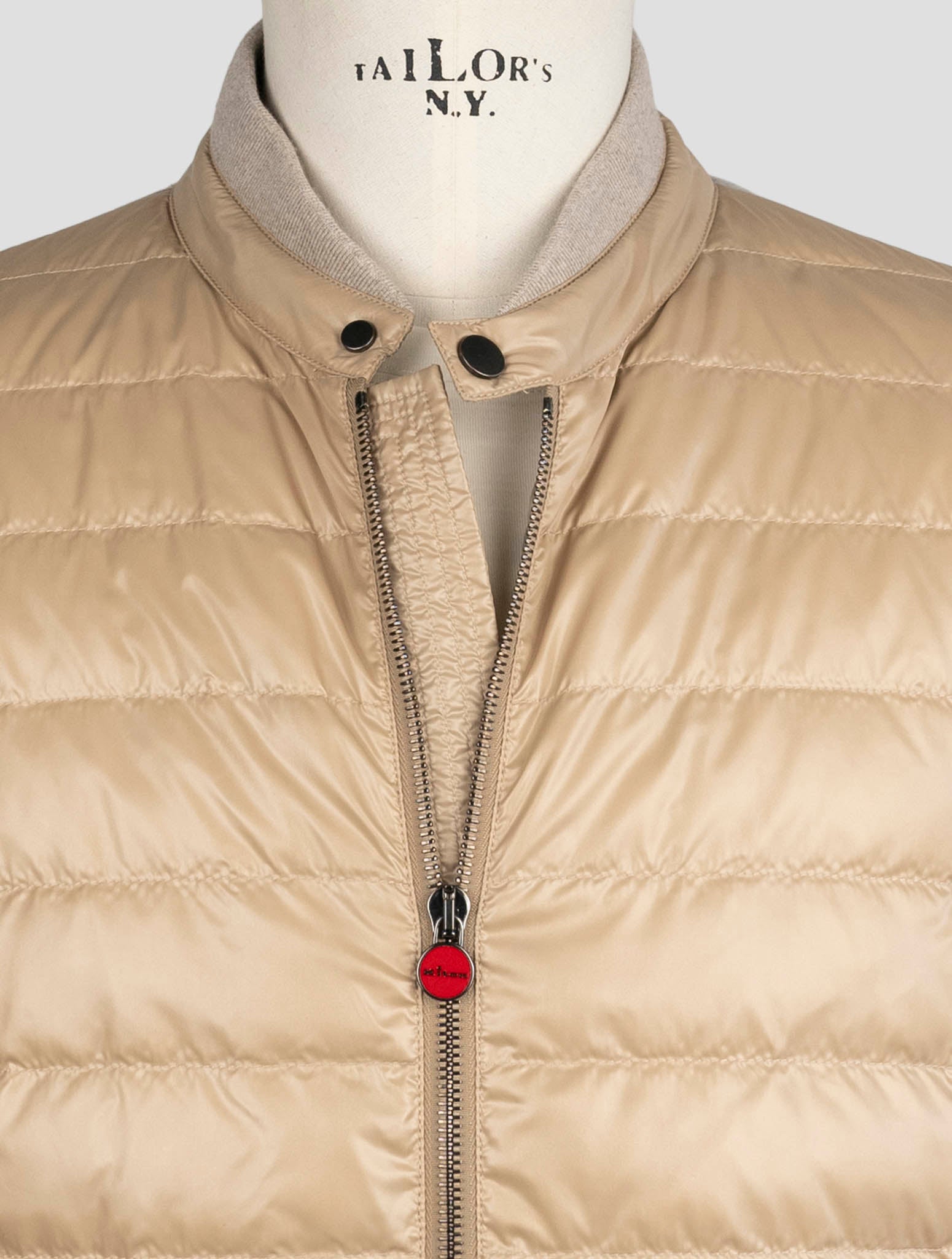 Kiton Gray Beige Cotton Cashmere Pl Coat