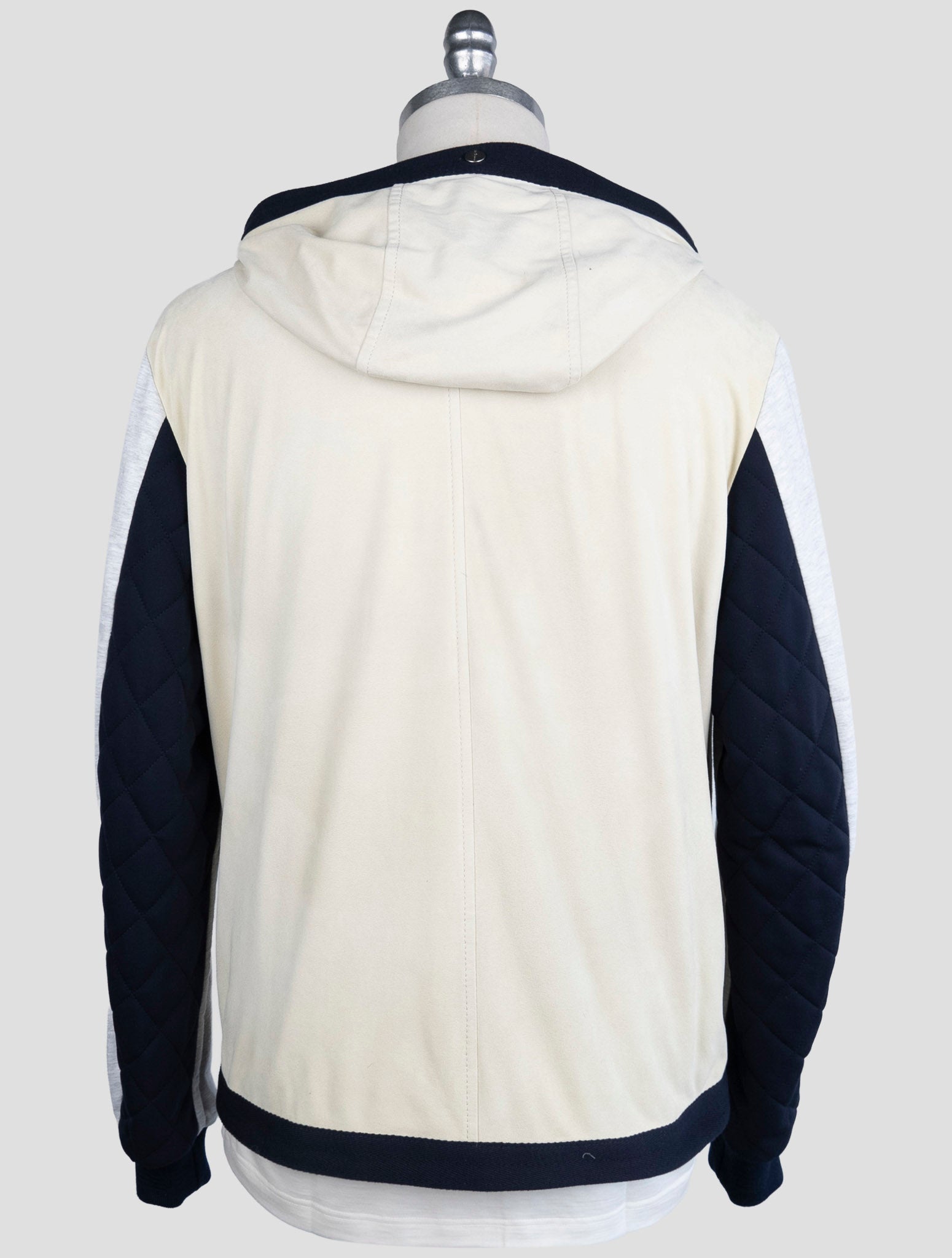 Kiton Gray Beige Leather Suede Cotton Coat