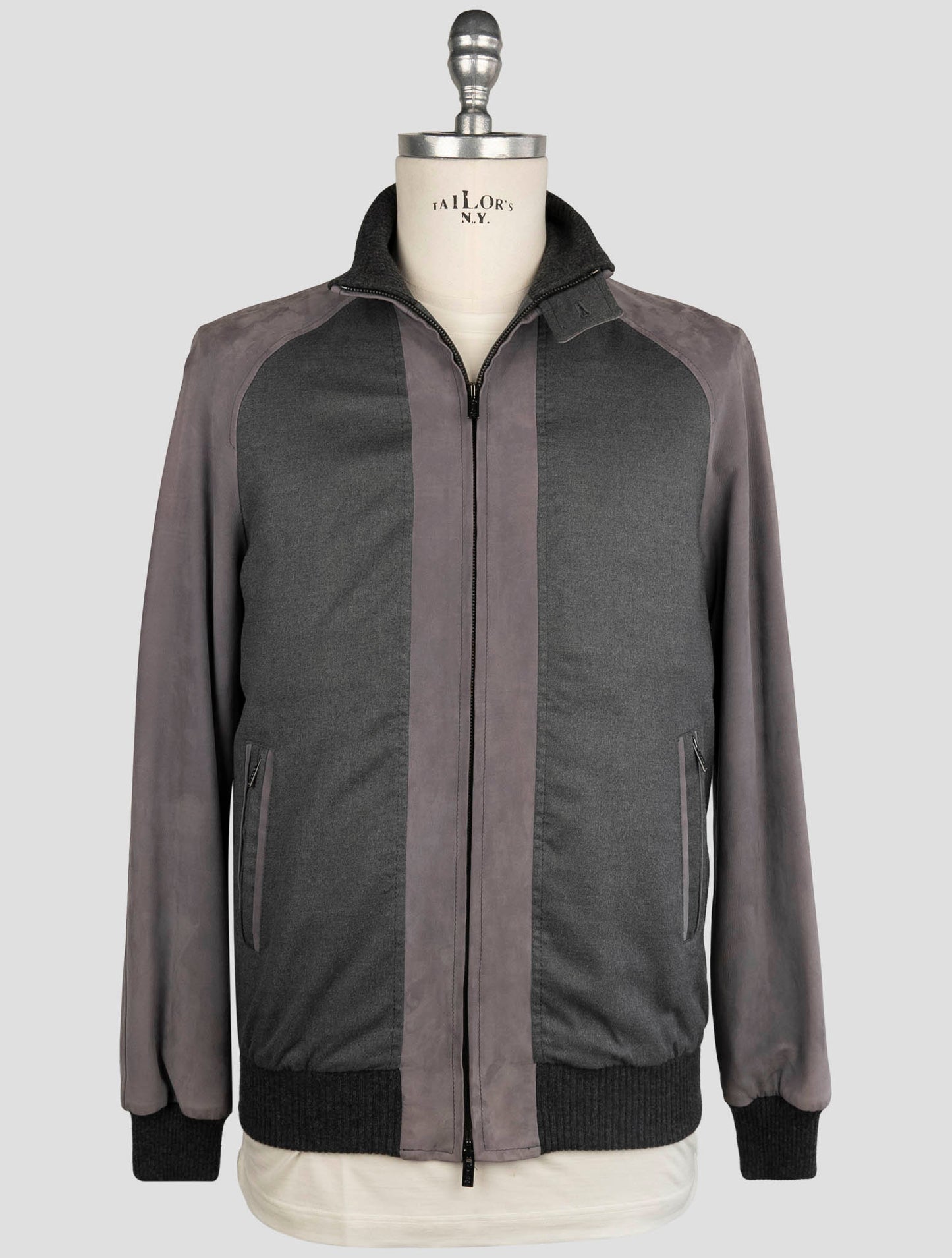 Kiton Gray Cashmere Leather Suede Coat