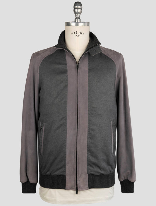 Kiton Gray Cashmere Leather Suede Coat
