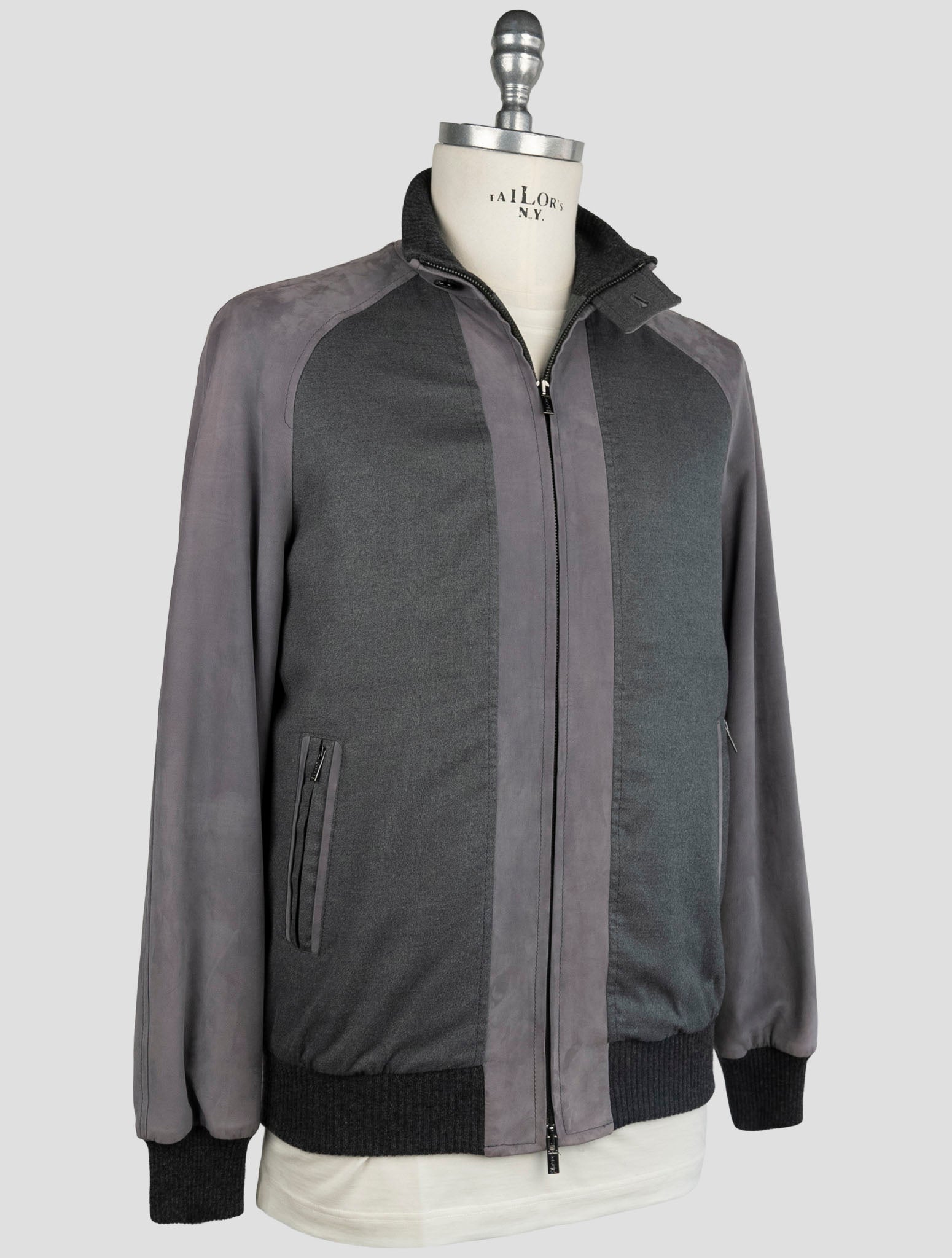 Kiton Gray Cashmere Leather Suede Coat