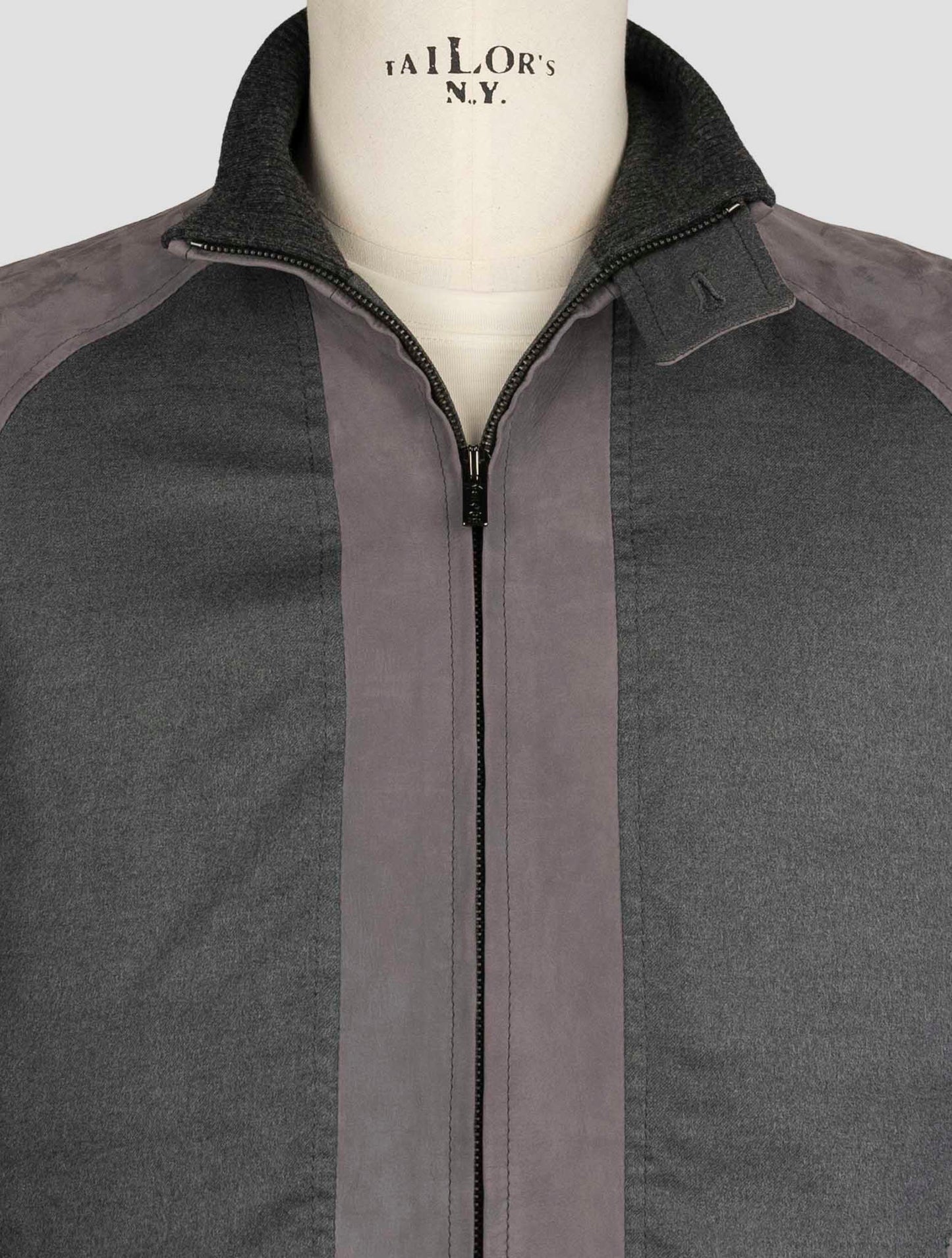 Kiton Gray Cashmere Leather Suede Coat