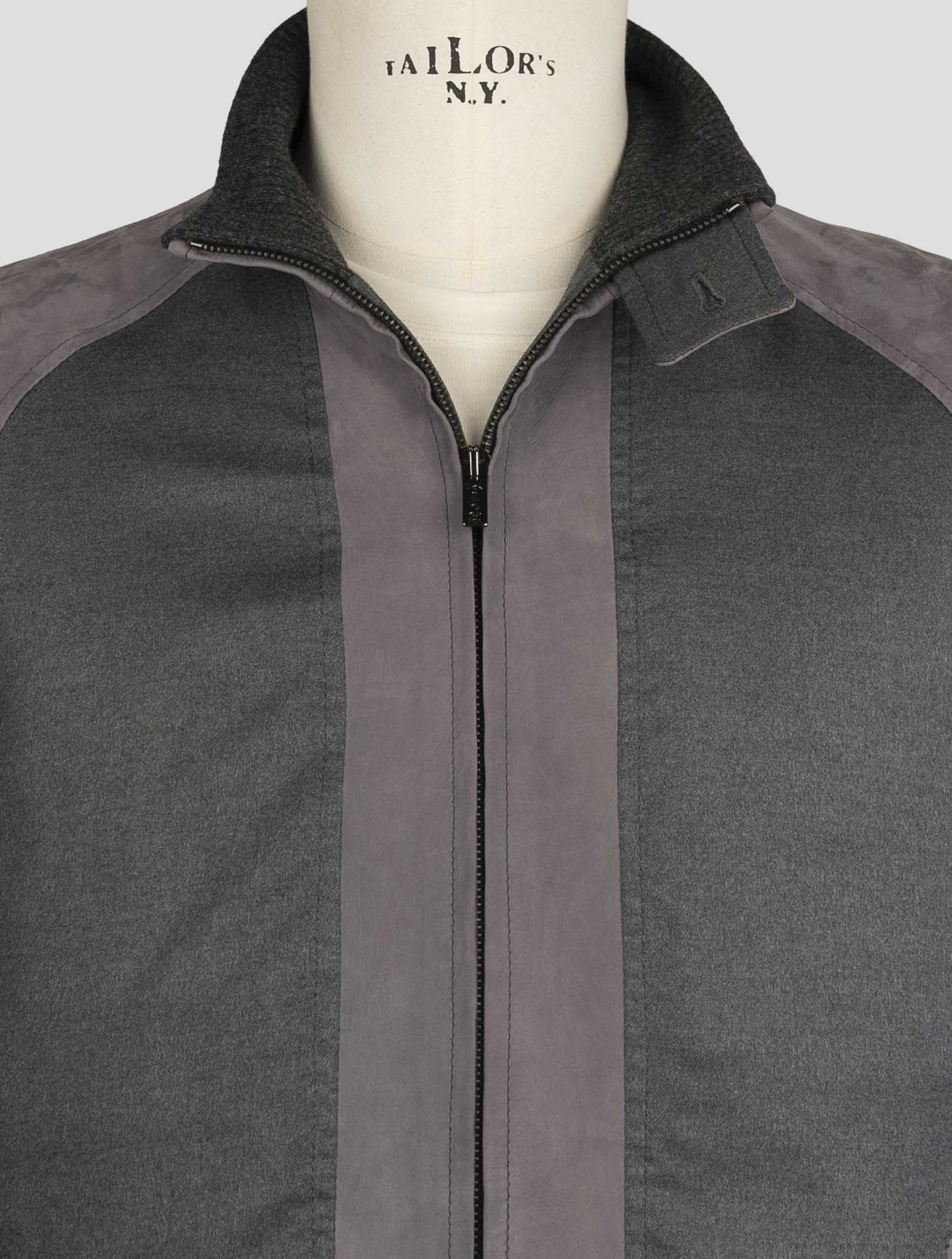 Kiton Gray Cashmere Leather Suede Coat