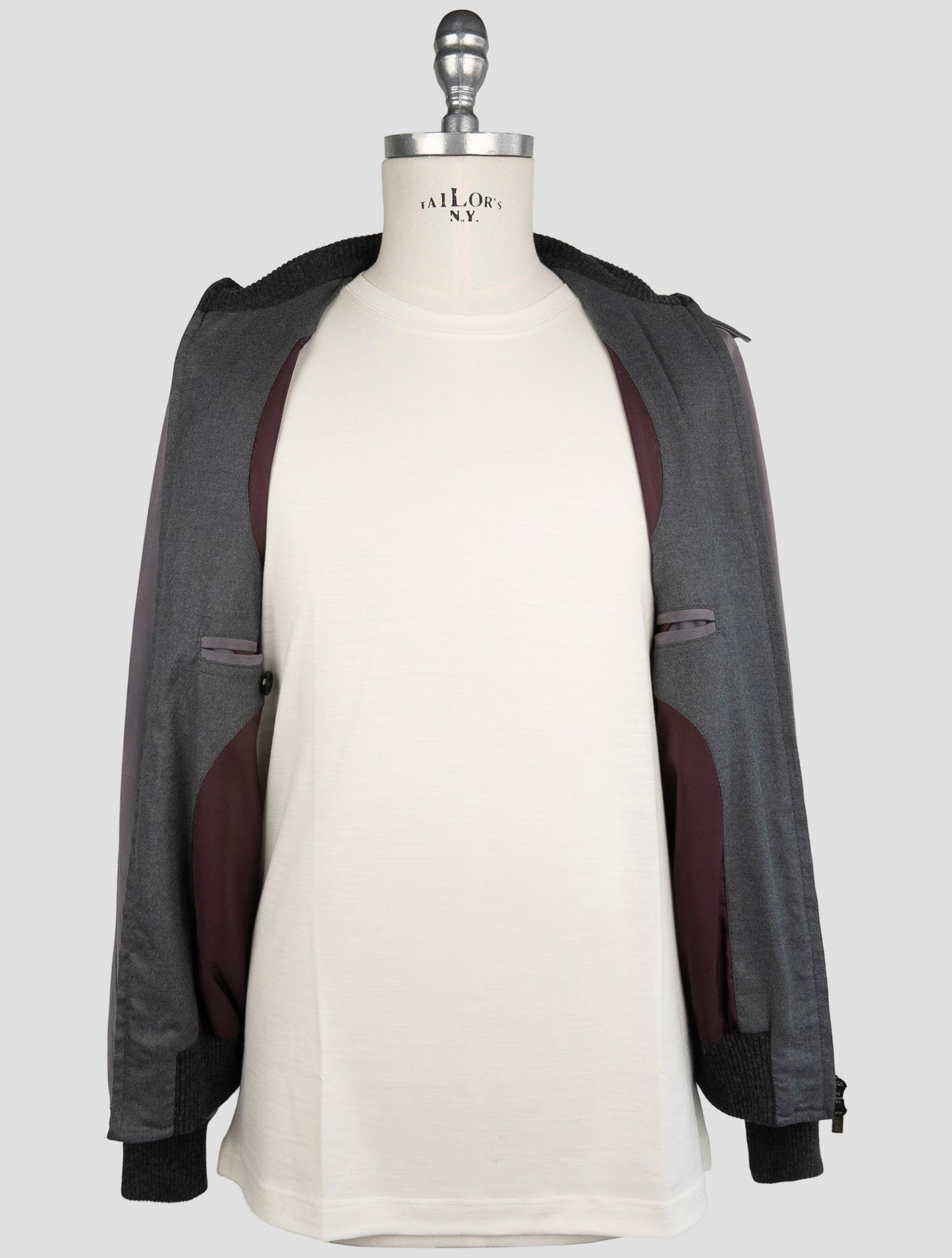 Kiton Gray Cashmere Leather Suede Coat