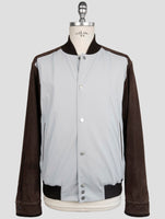Kiton Gray Brown Acetate Leather Coat