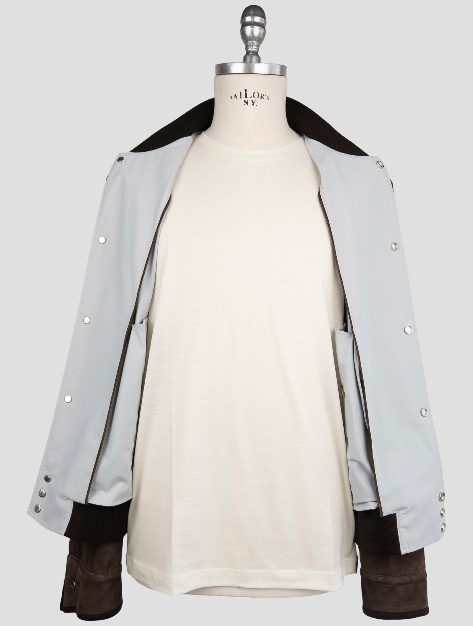 Kiton Gray Brown Acetate Leather Coat