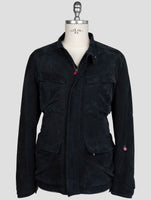 Kiton Dark Blue Leather Suede Coat