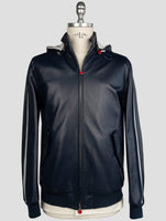Kiton Blue Leather Coat