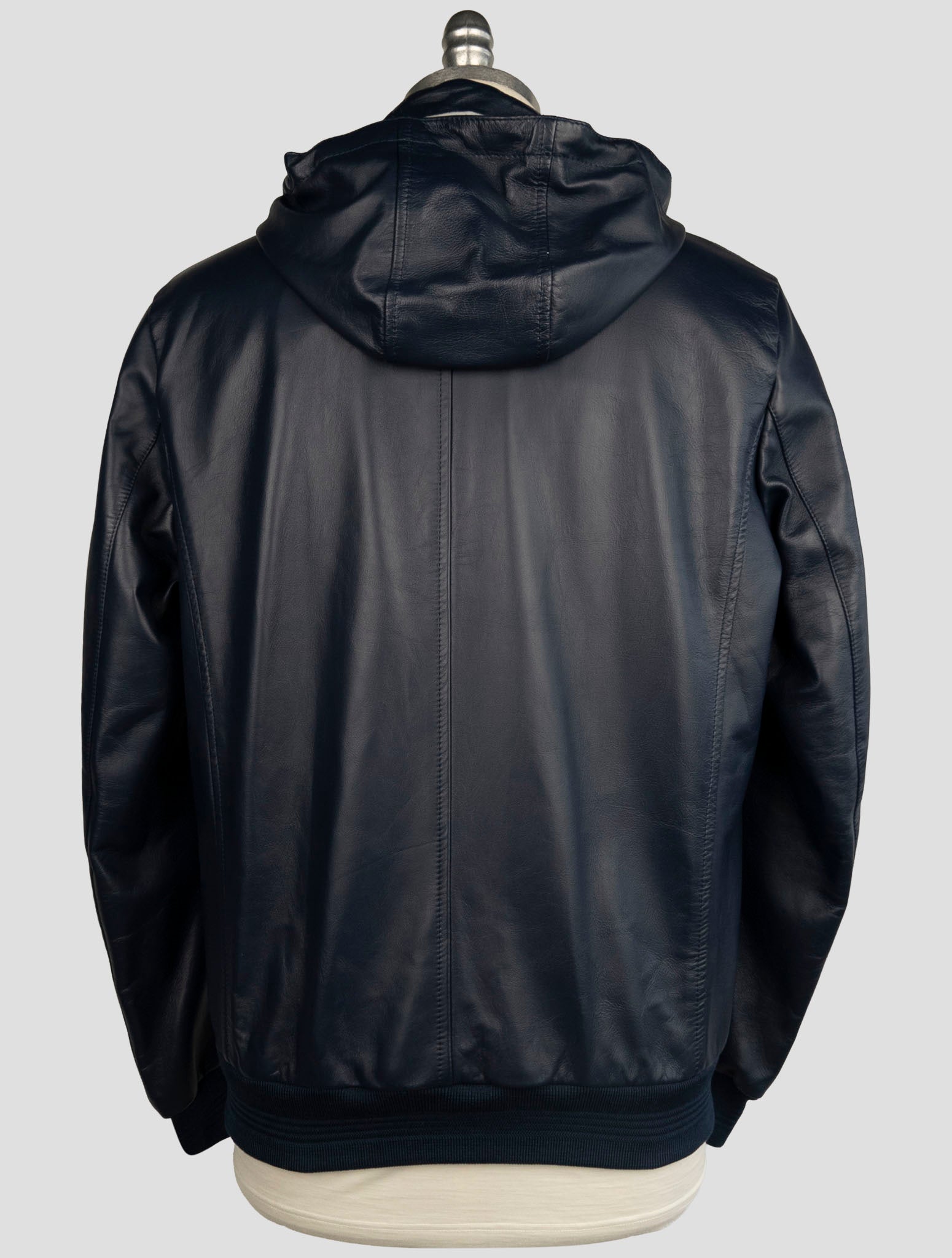 Kiton Blue Leather Coat