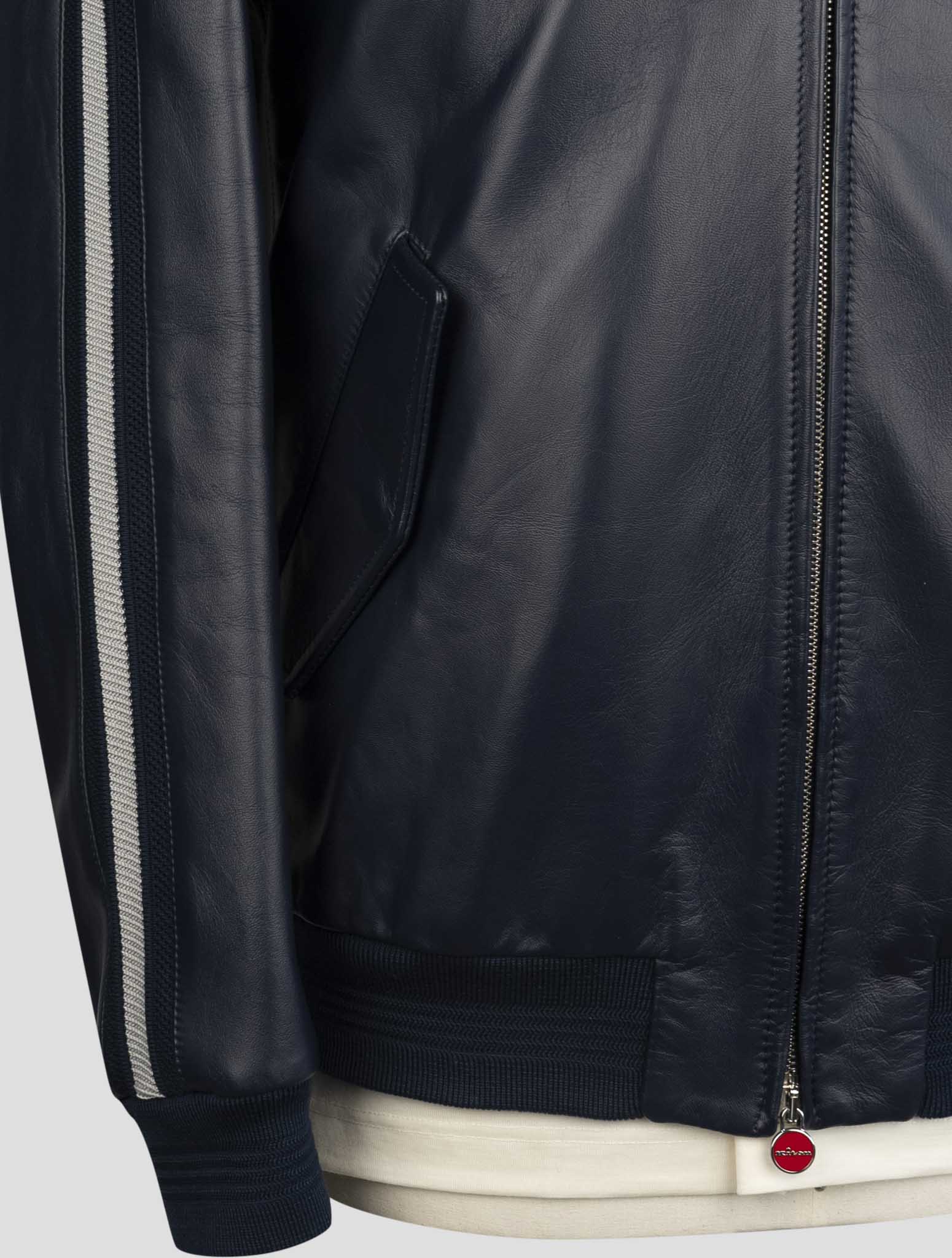 Kiton Blue Leather Coat