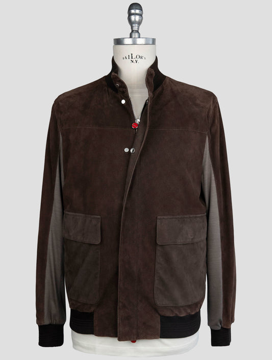 Kiton Brown Leather Coat