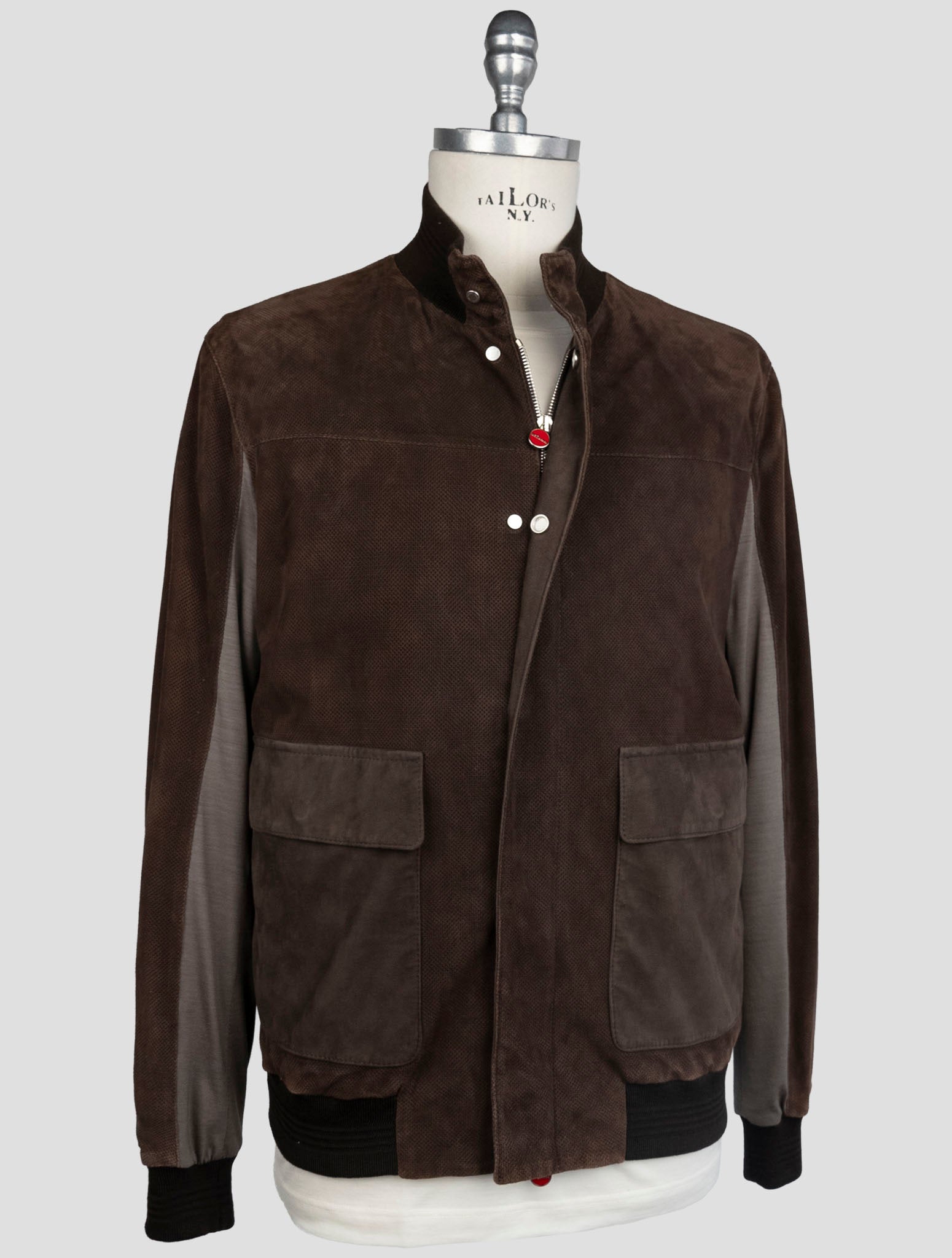 Kiton Brown Leather Coat