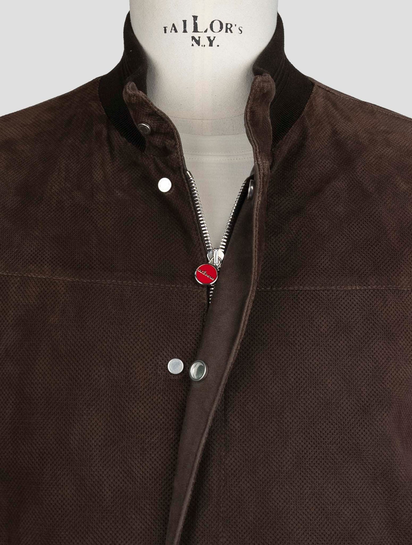 Kiton Brown Leather Coat