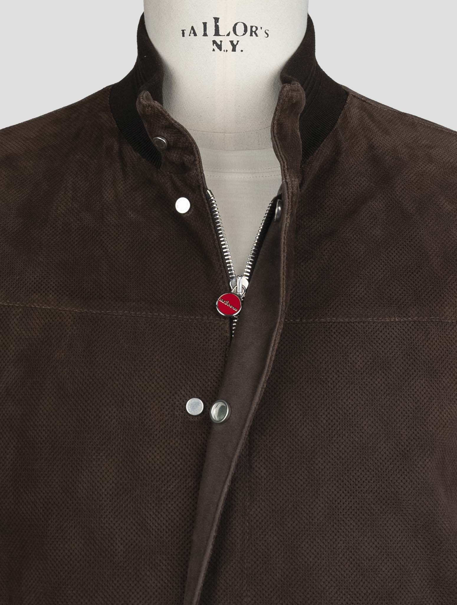 Kiton Brown Leather Coat