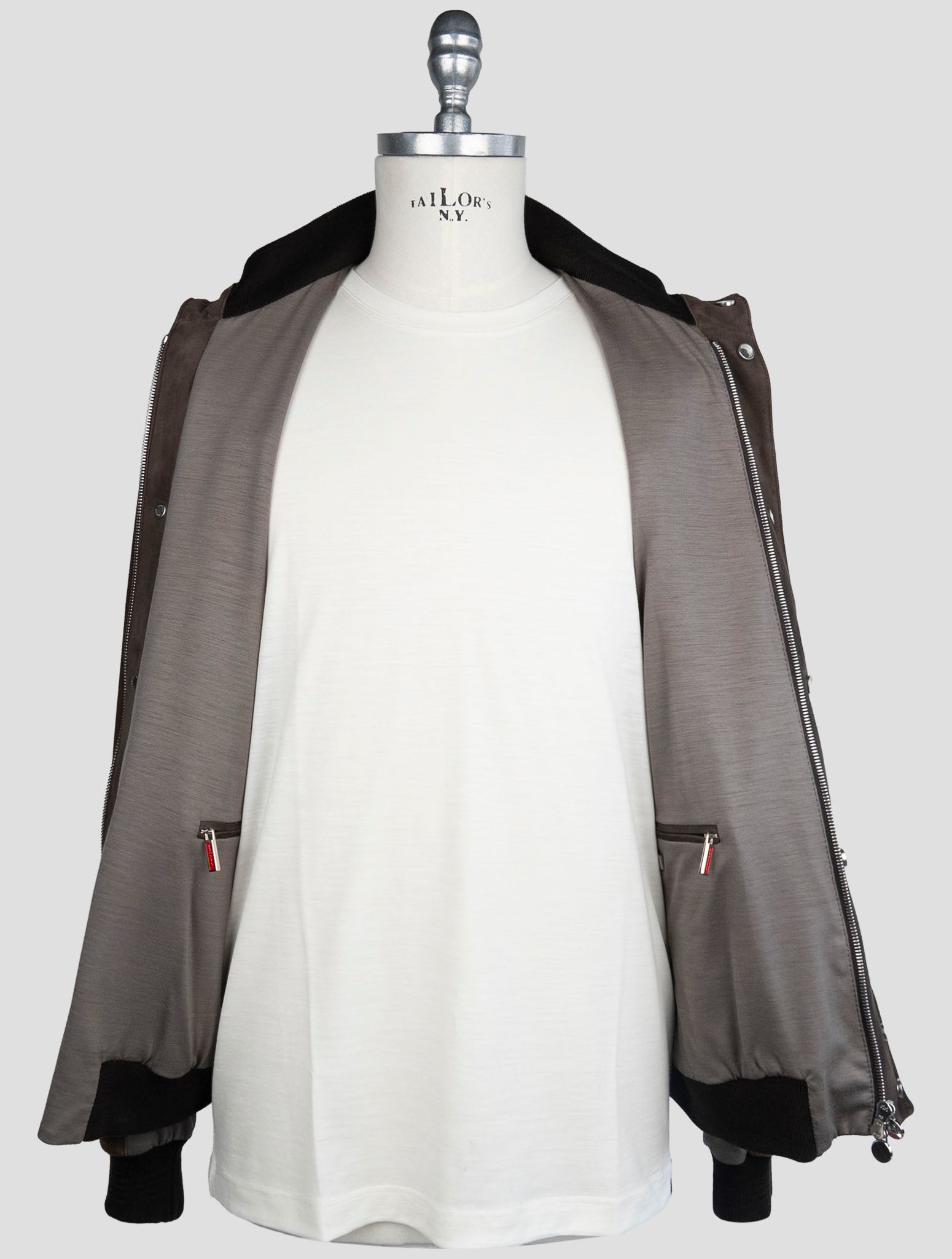 Kiton Brown Leather Coat