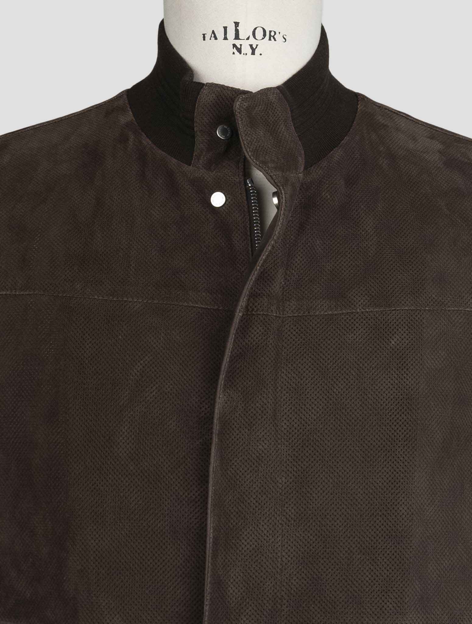 Kiton Brown Leather Coat