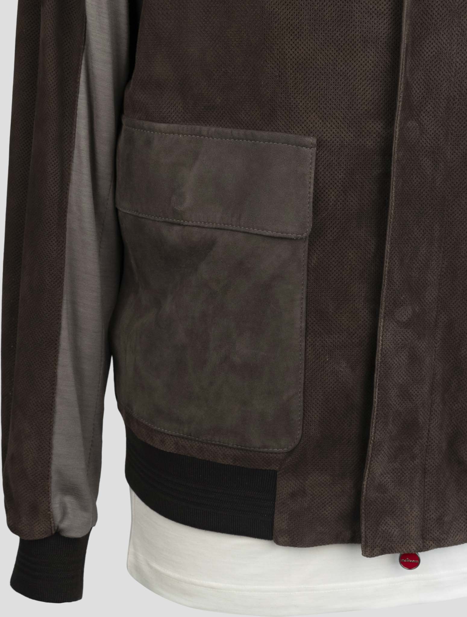 Kiton Brown Leather Coat