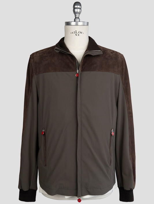 Kiton Brown Leather Pa Ea Coat