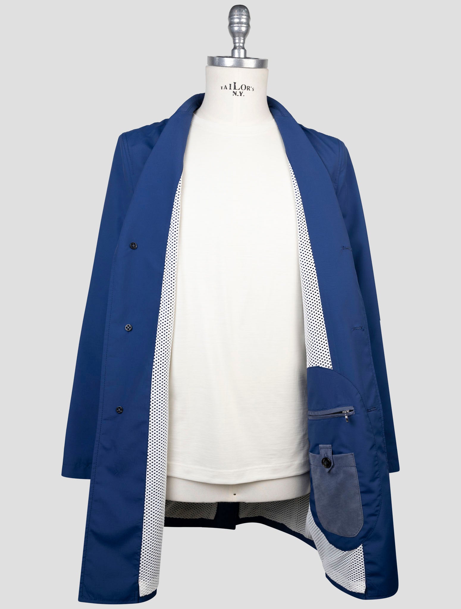 Kiton Blue Wool Pa Overcoat