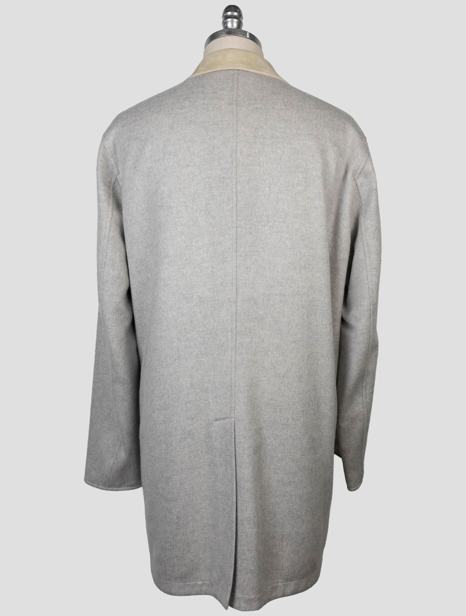 Kiton Gray Beige Cashmere Reverse Overcoat