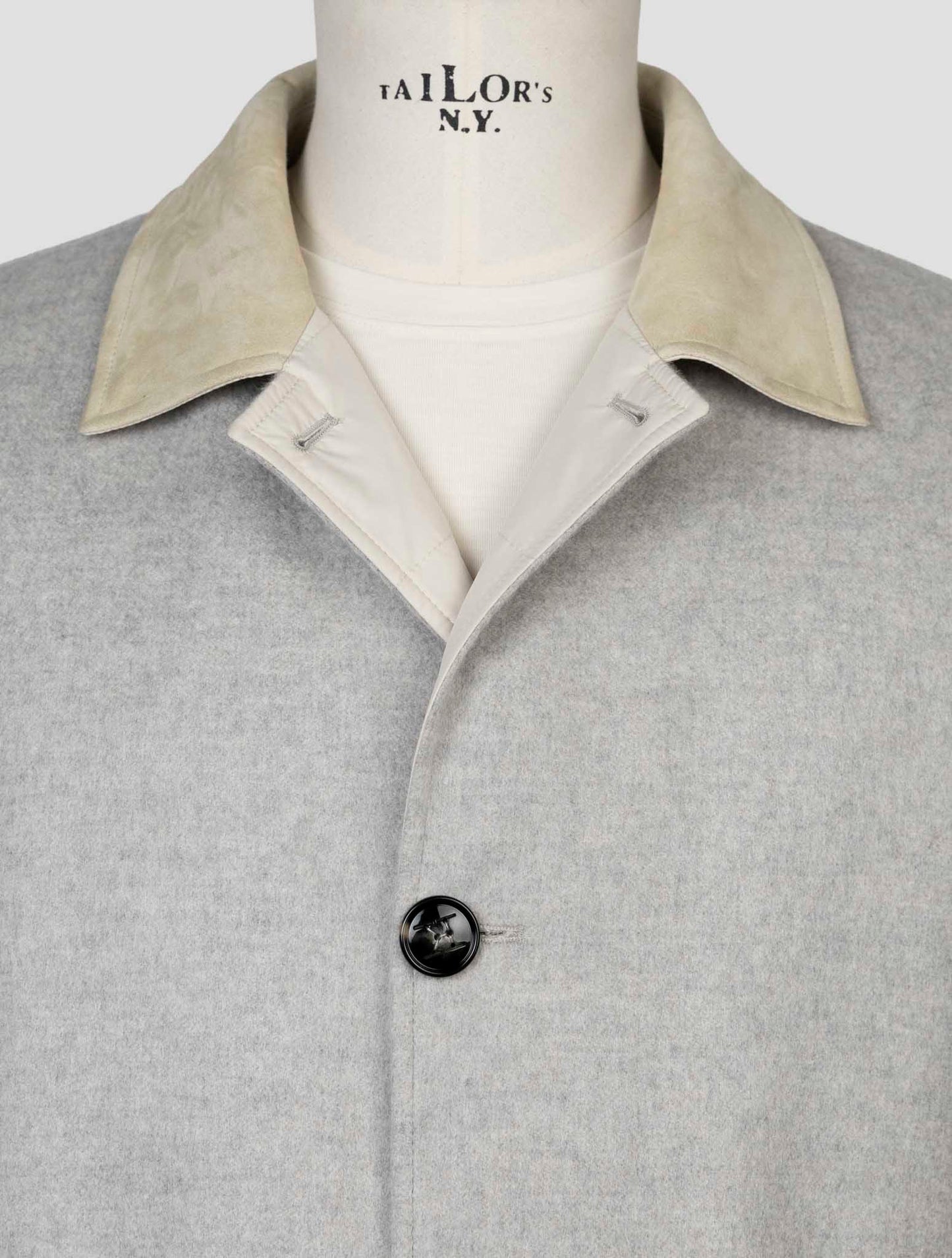 Kiton Gray Beige Cashmere Reverse Overcoat