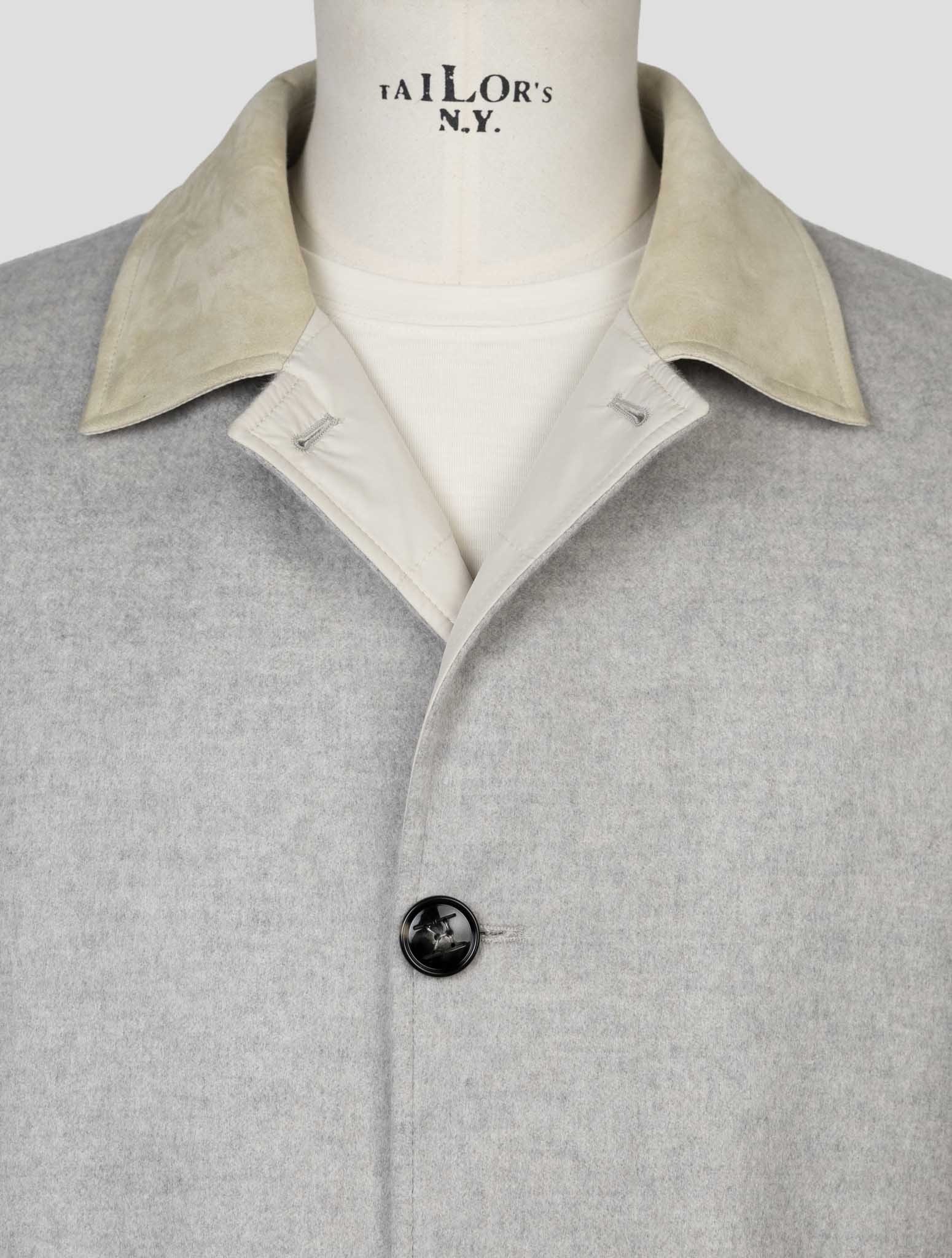 Kiton Gray Beige Cashmere Reverse Overcoat