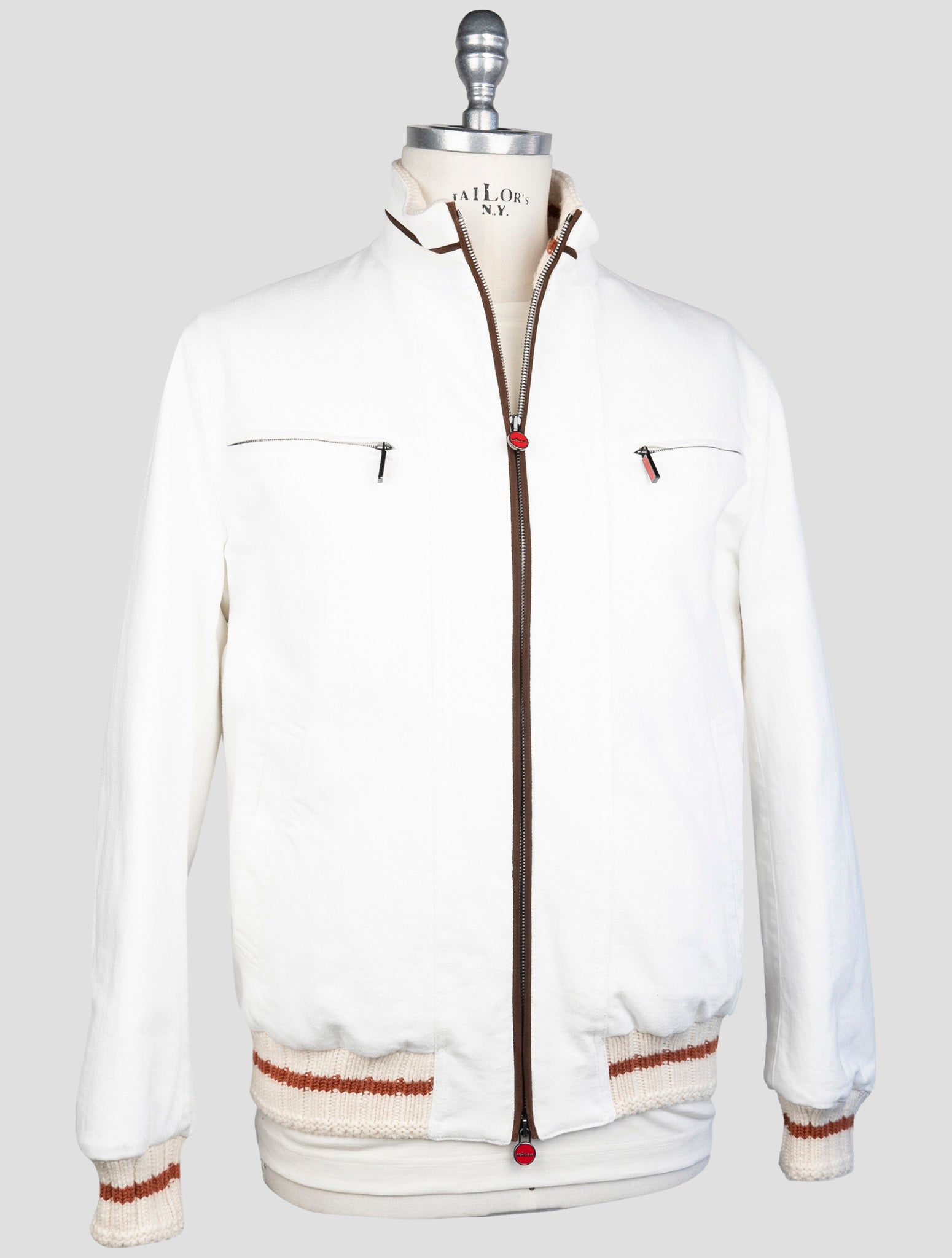 Kiton White Cotton Ea Coat