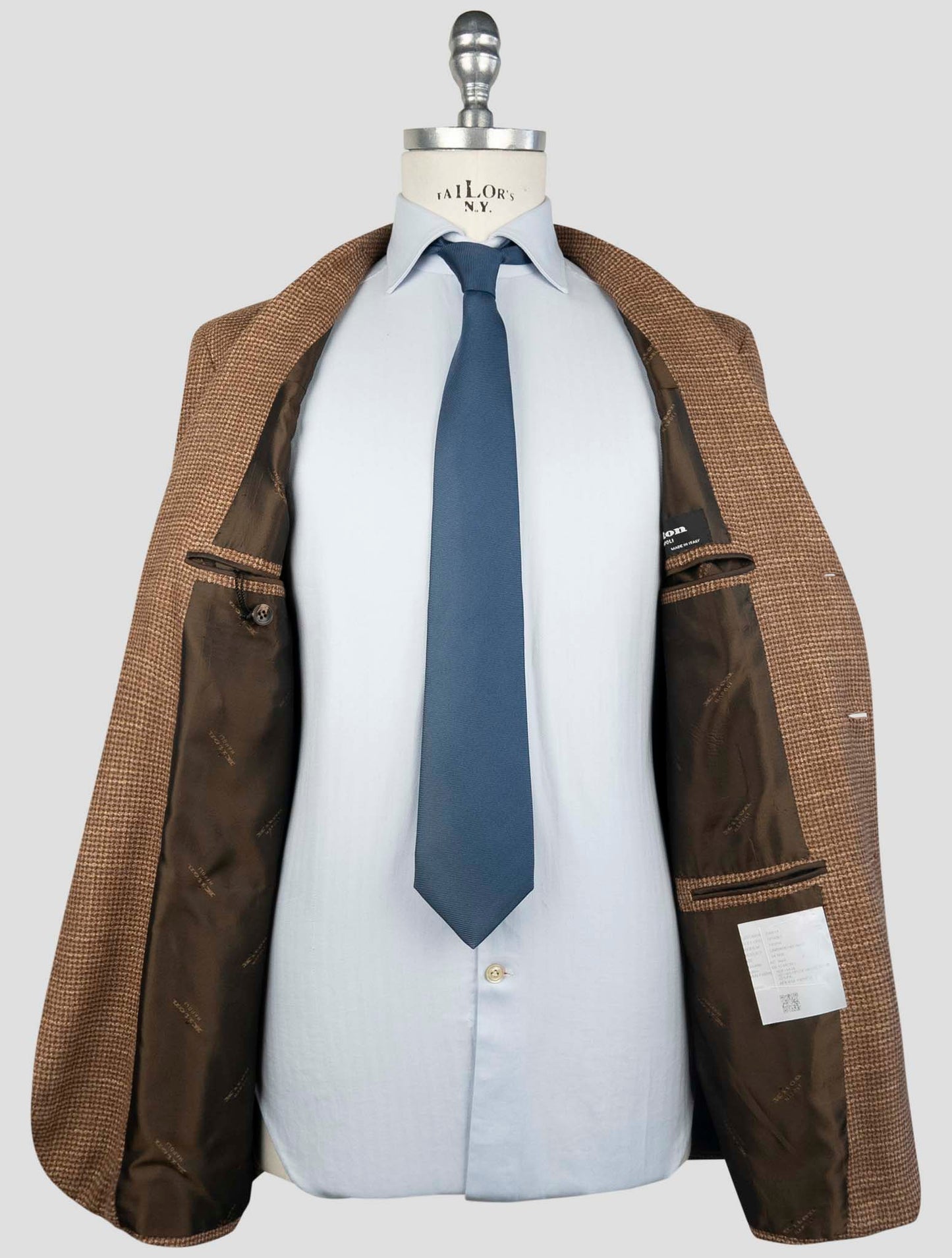 Kiton Brown Cashmere Silk Cotton Virgin Wool Pa Blazer