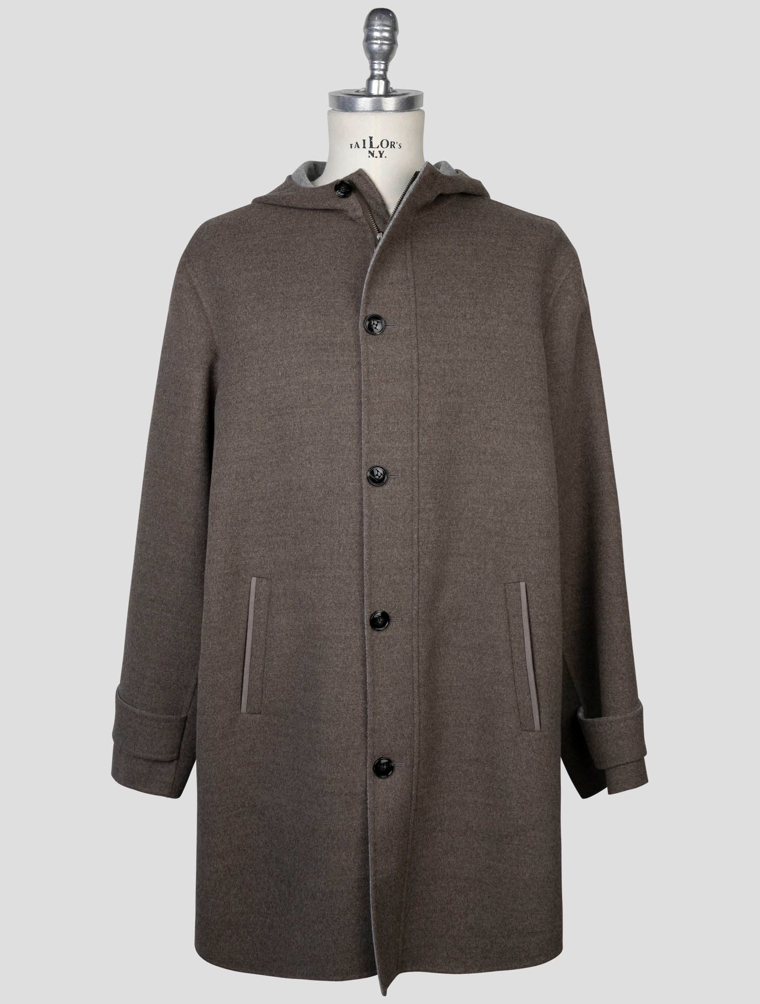 kiton Brown Wool Cashmere Overcoat