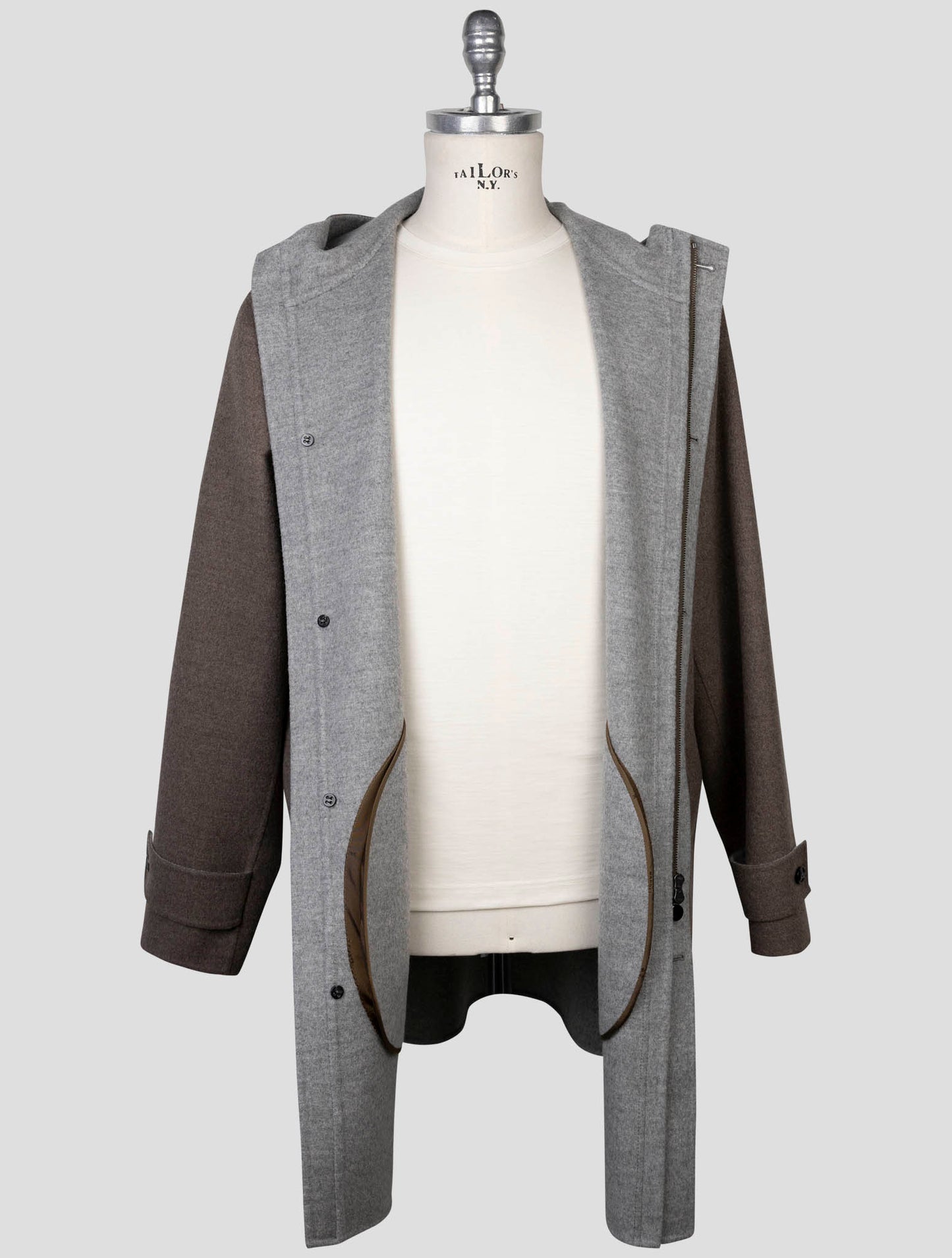 kiton Brown Wool Cashmere Overcoat