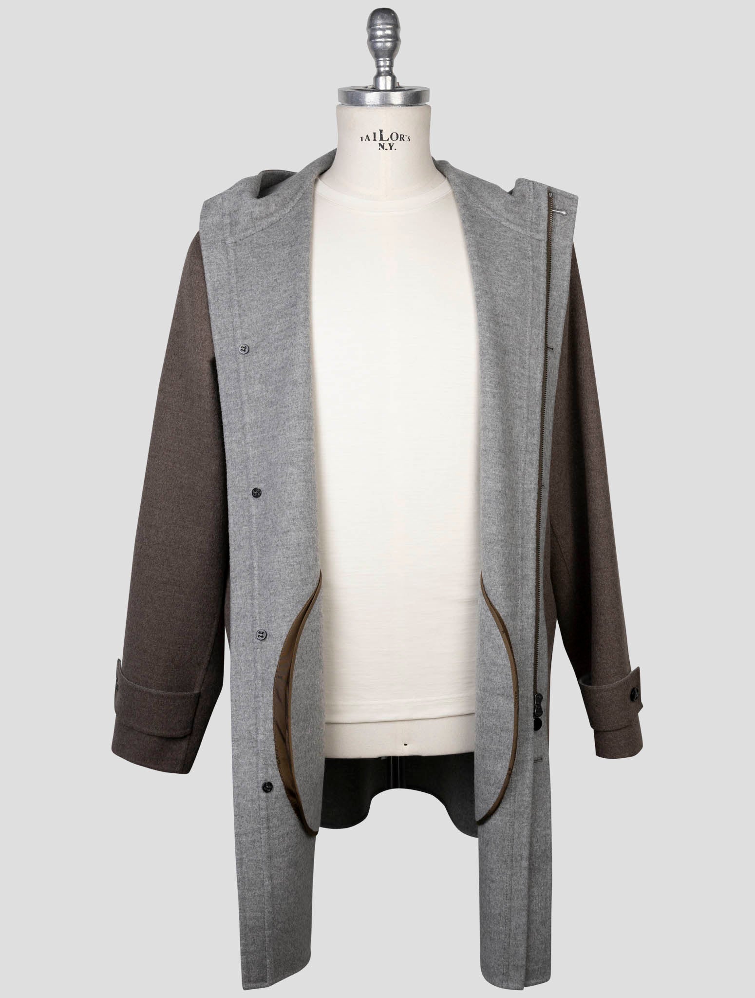 kiton Brown Wool Cashmere Overcoat