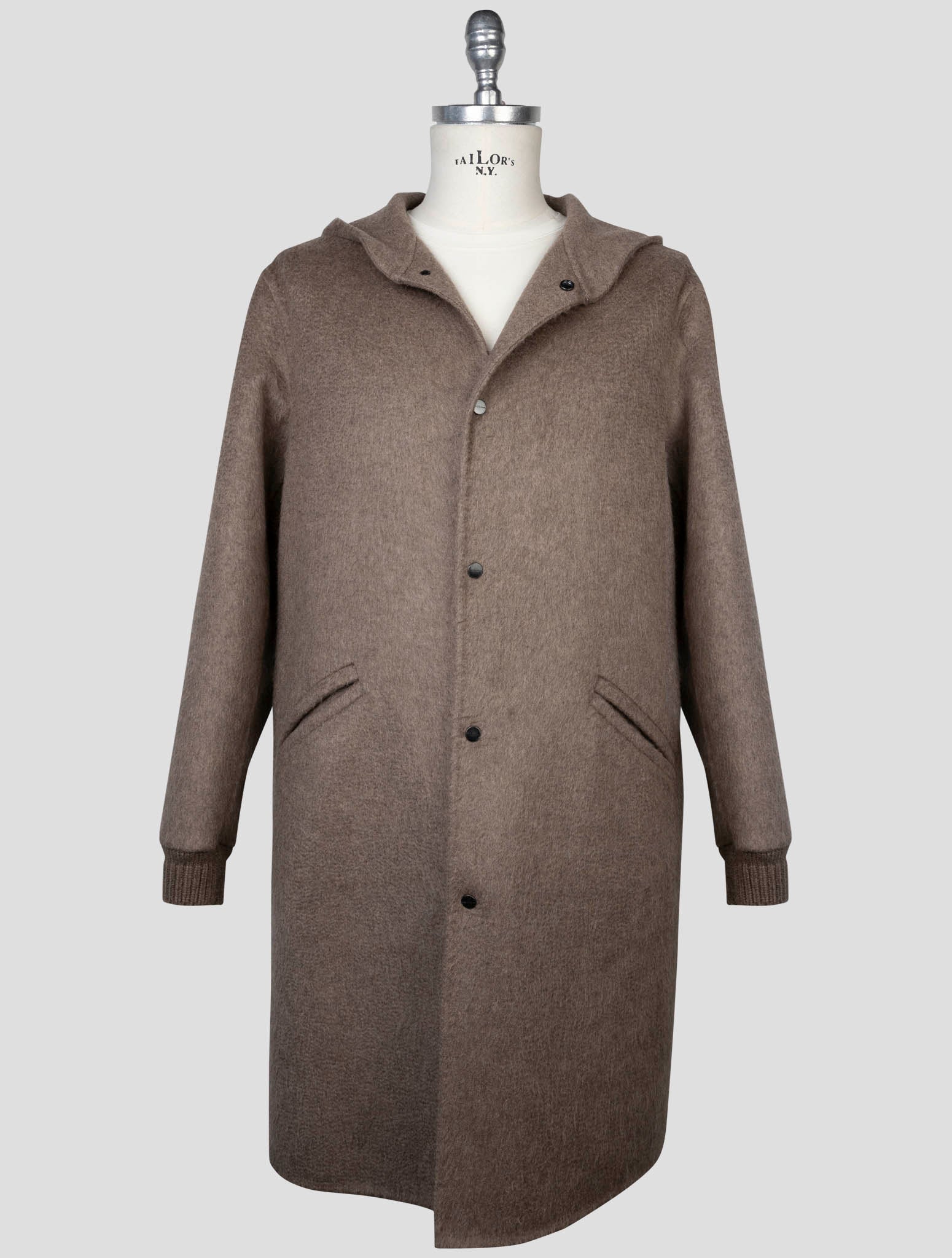 kiton Brown Wool Cashmere Overcoat