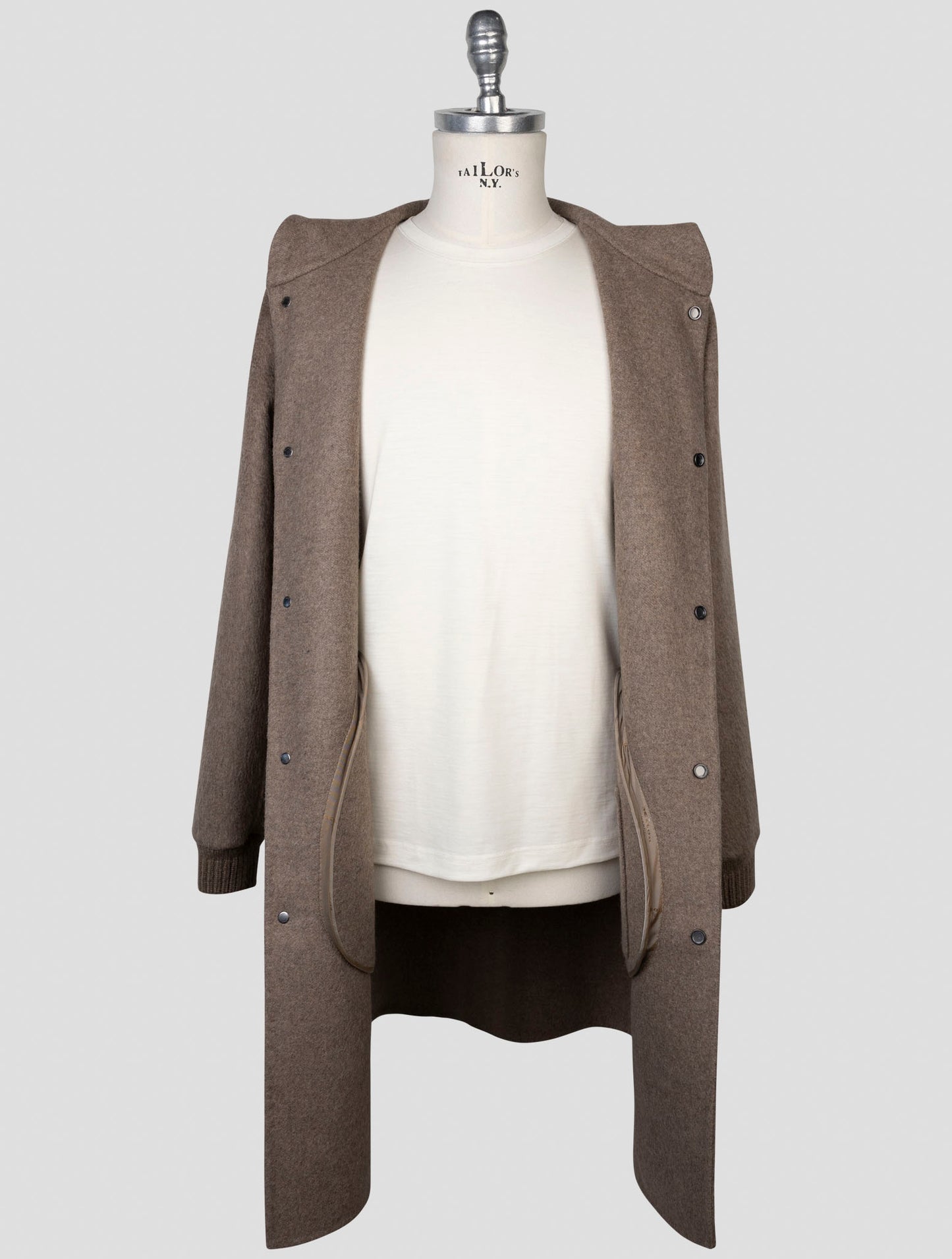 kiton Brown Wool Cashmere Overcoat